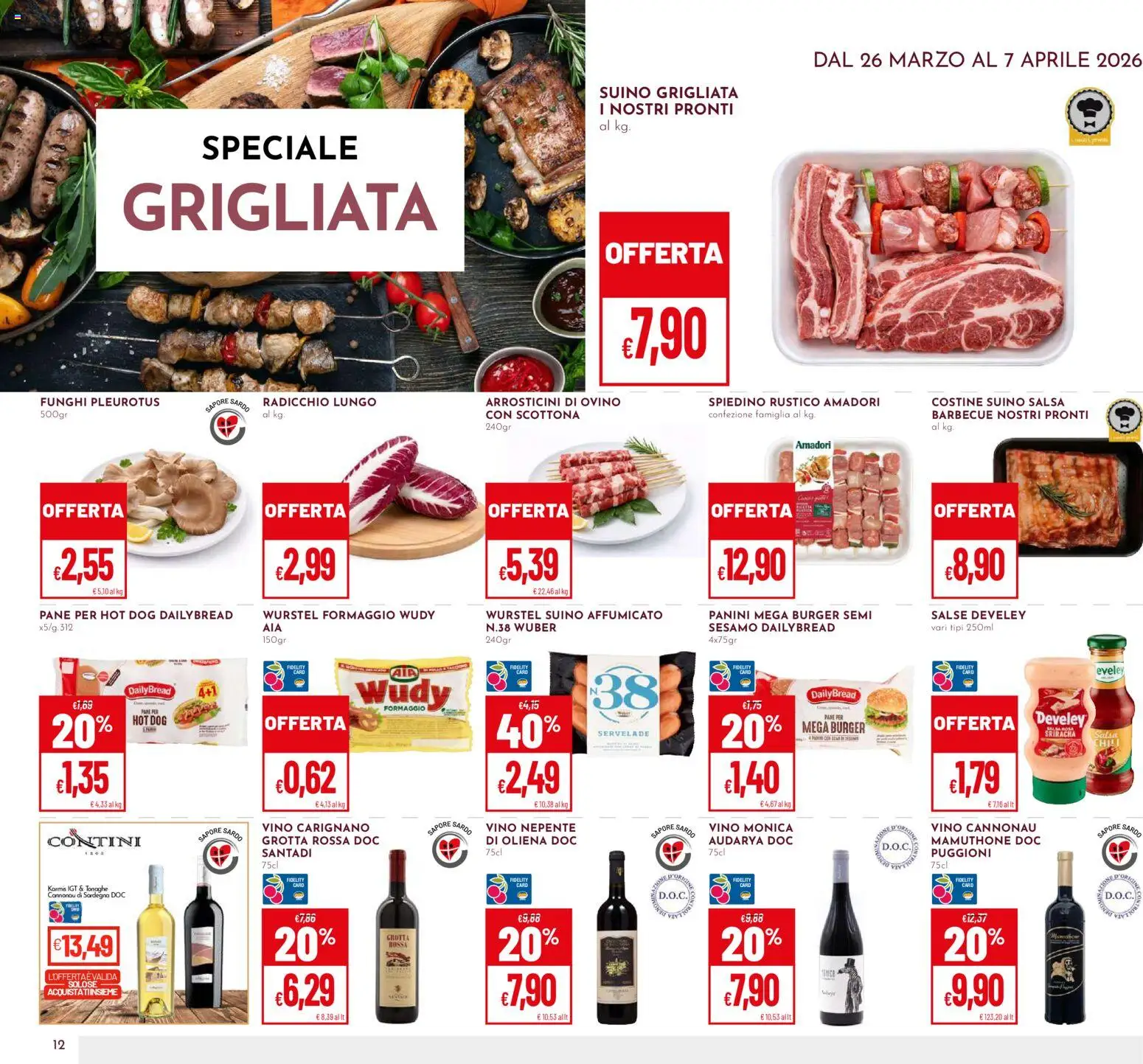 Volantino Pan del 26.03.2026 | Pagina: 12 | Prodotti: Barbecue, Formaggio, Funghi, Arrosticini
