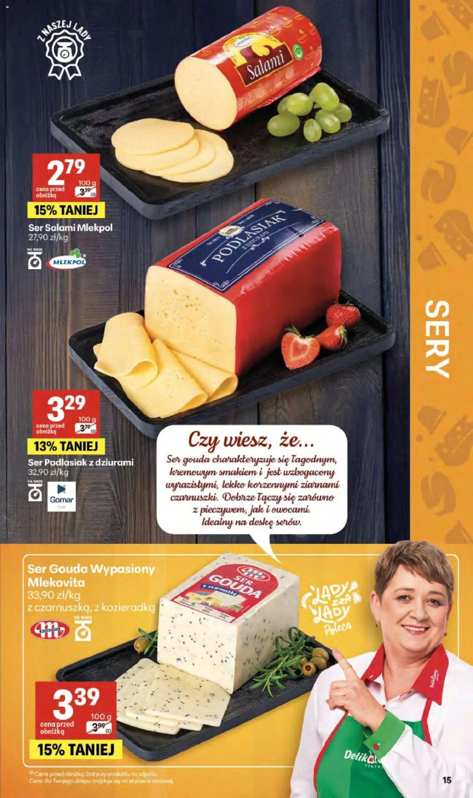 Delikatesy Centrum gazetka od 09.04.2026 | Strona: 15 | Produkty: Sery, Ser, Salami, Ser gouda