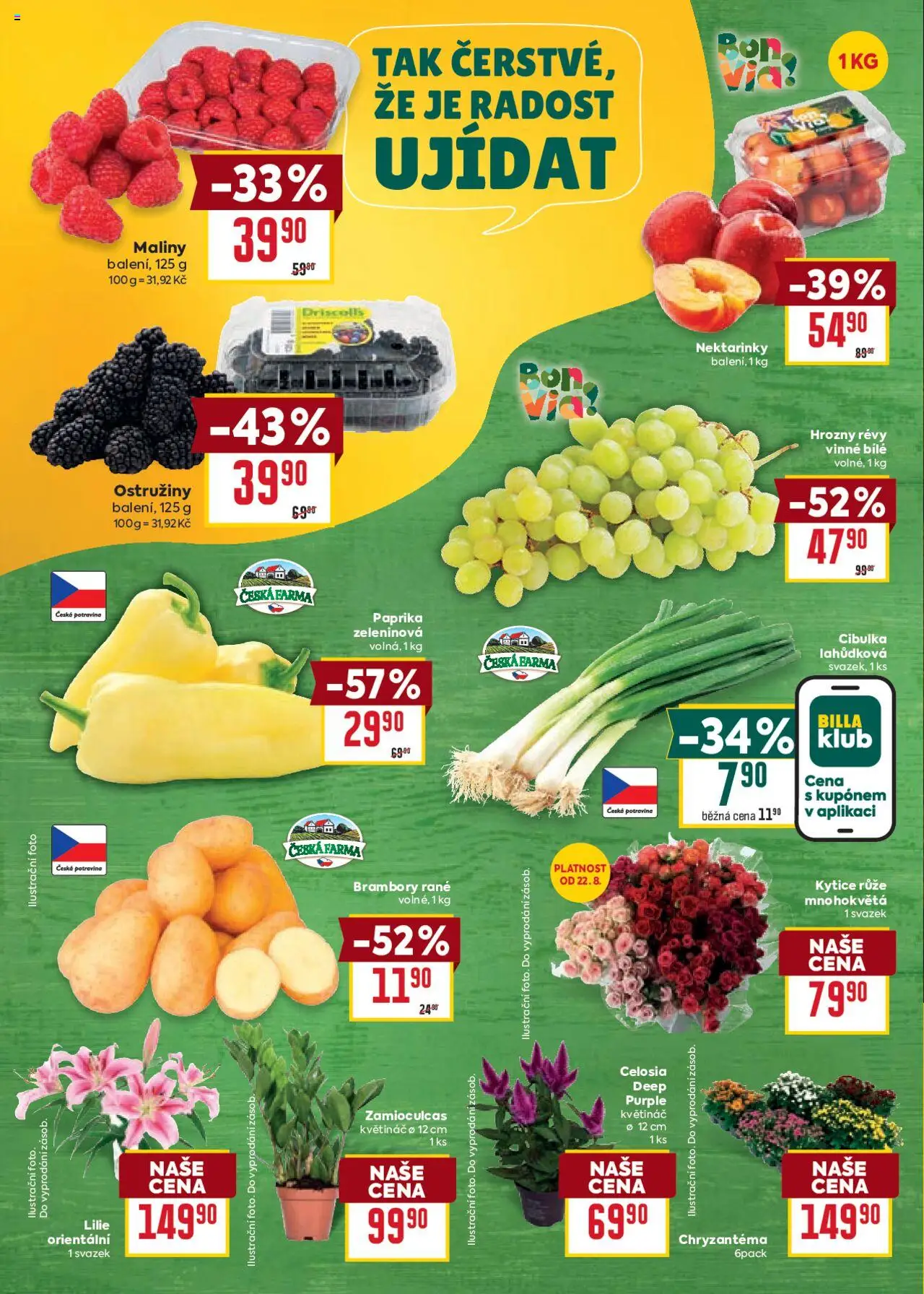 Billa Velký leták od 20.08.2025 | Strana: 2 | Produkty: Nektarinky, Paprika, Brambory, Hrozny