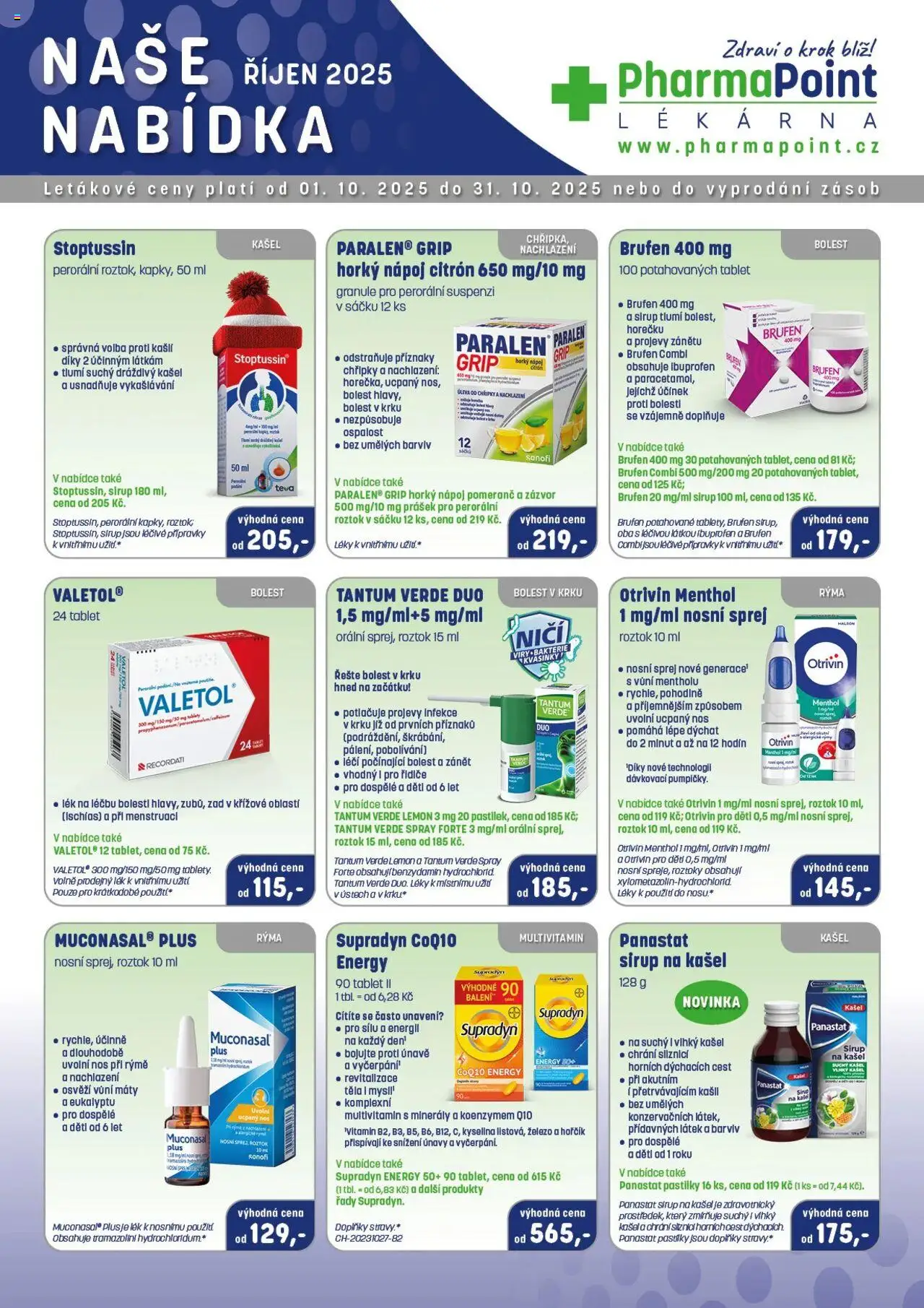 Pharmapoint leták od 01.10.2025 | Strana: 1 | Produkty: Granule, Minerály, Citron, Zázvor