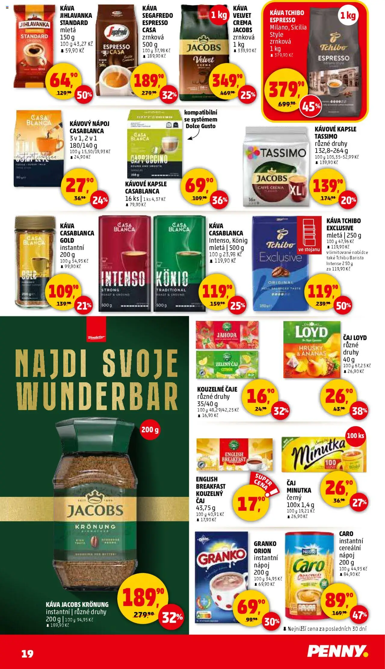 Penny Market leták - Čtvrtečník od 25.09.2025 | Strana: 19 | Produkty: Čaj, Zelený čaj, Caffè crema, Caro