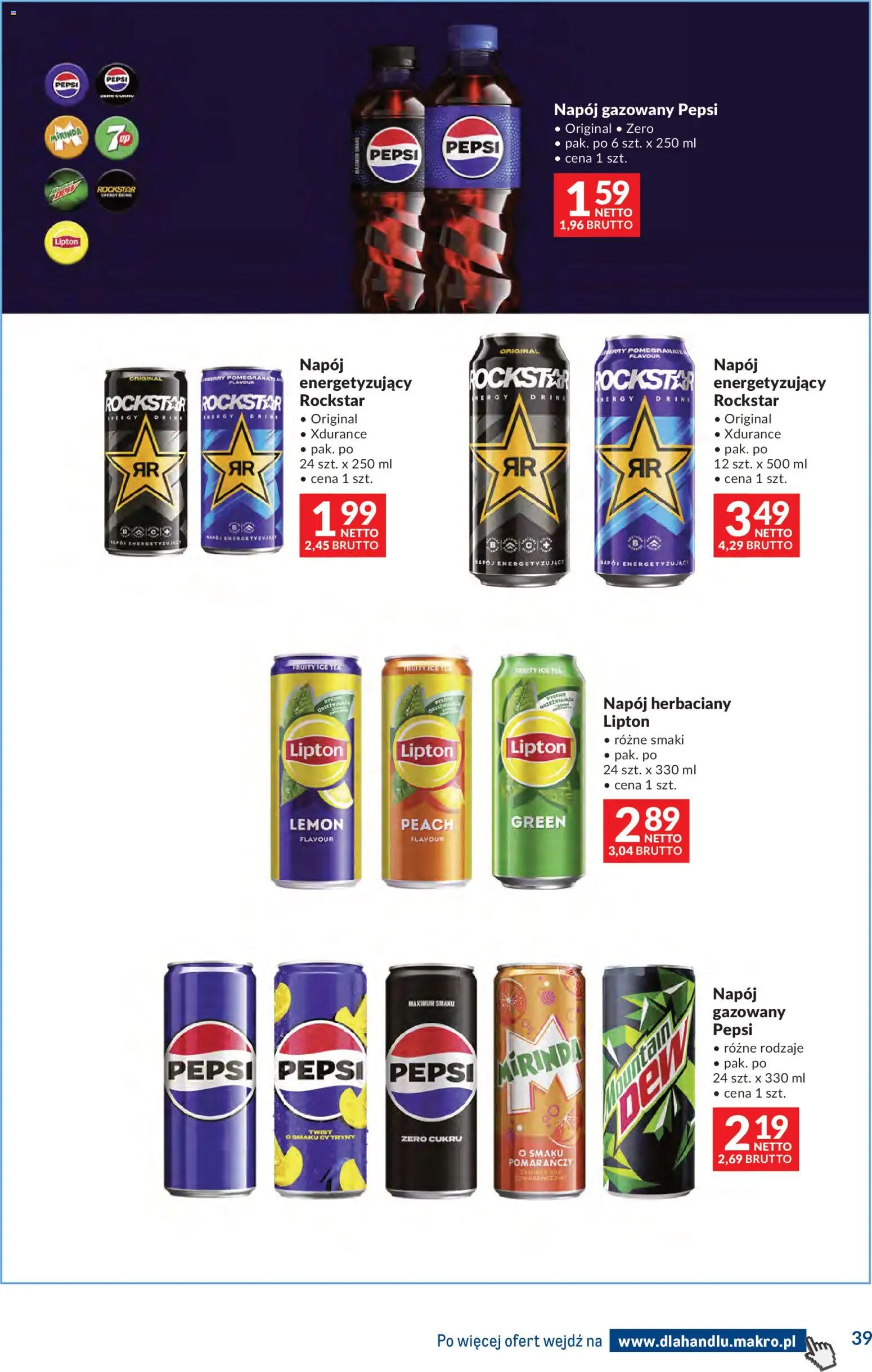 Makro Gazetka - Dystrybucja do sklepów od 03.02.2026 | Strona: 39 | Produkty: Ice Tea, Pepsi