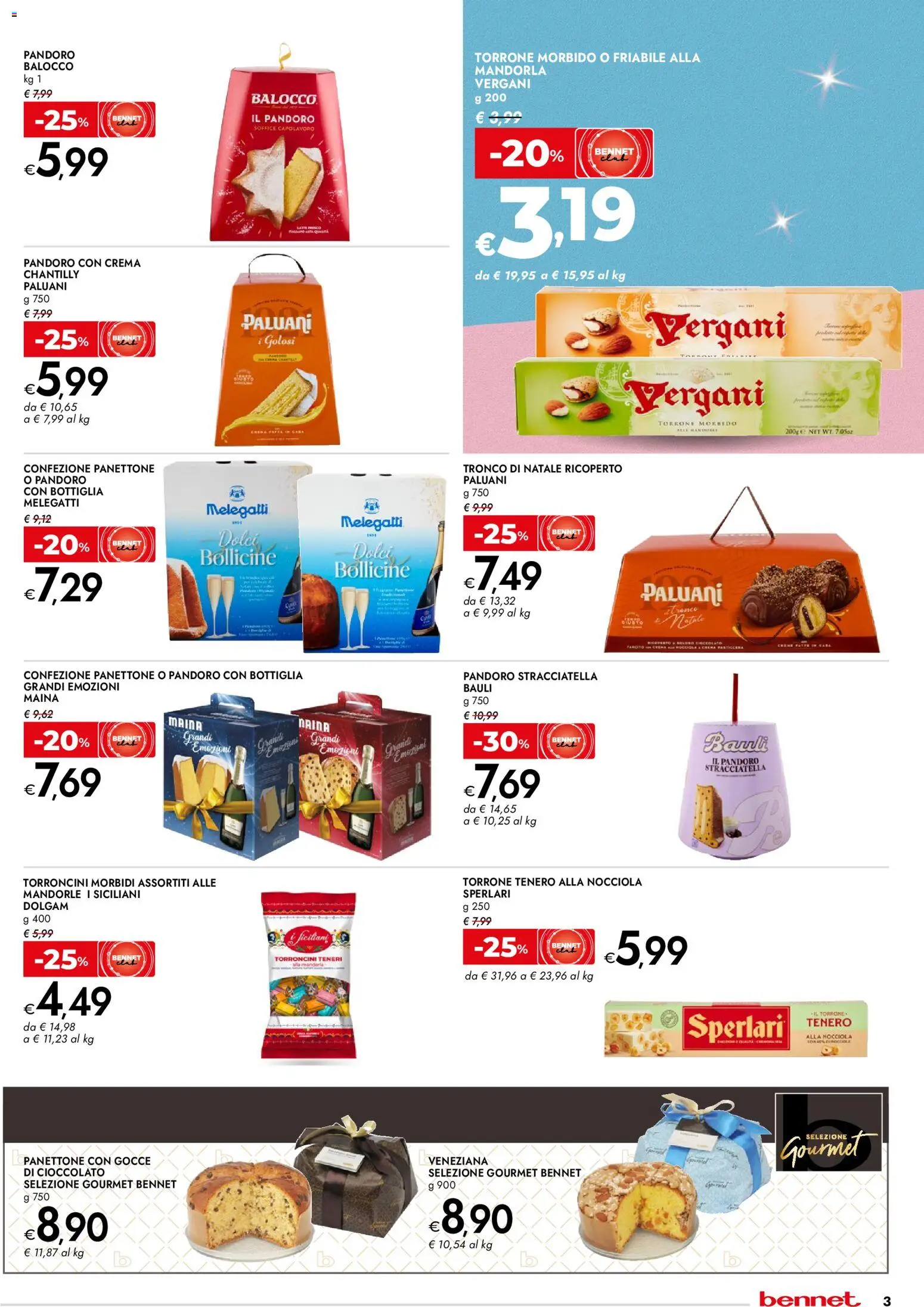 Volantino bennet del 11.12.2025 | Pagina: 3 | Prodotti: Crema, Mandorle, Pandoro, Torroncini