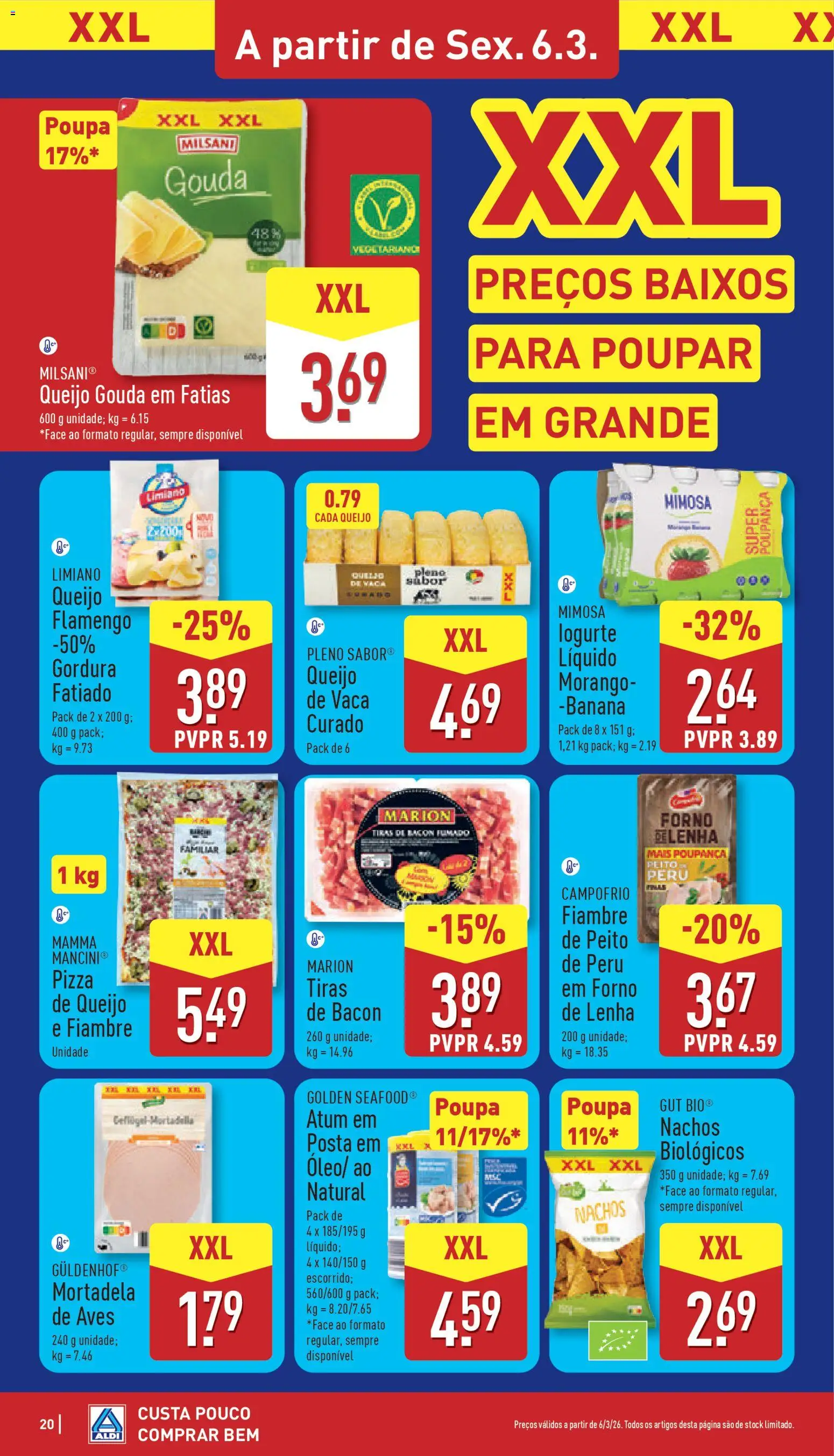 Aldi folheto │ válido de 02.03.2026 | Página: 20 | Produtos: Mortadela, Atum, Queijo, Pizza