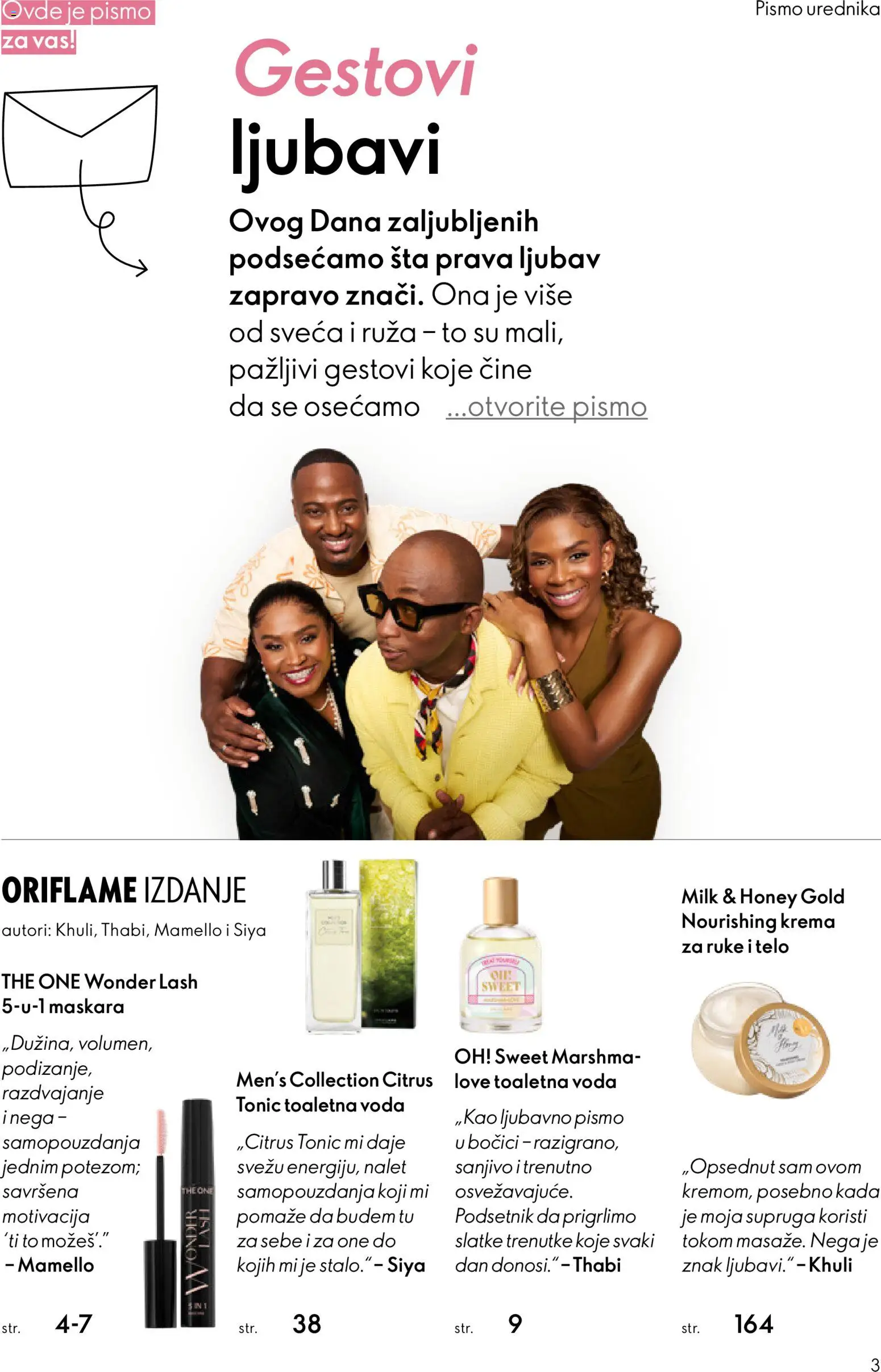 Oriflame katalog - važi od 28.01.2026 | Strana: 3 | Proizvode: Maskara, Voda, Krema, Krema za ruke