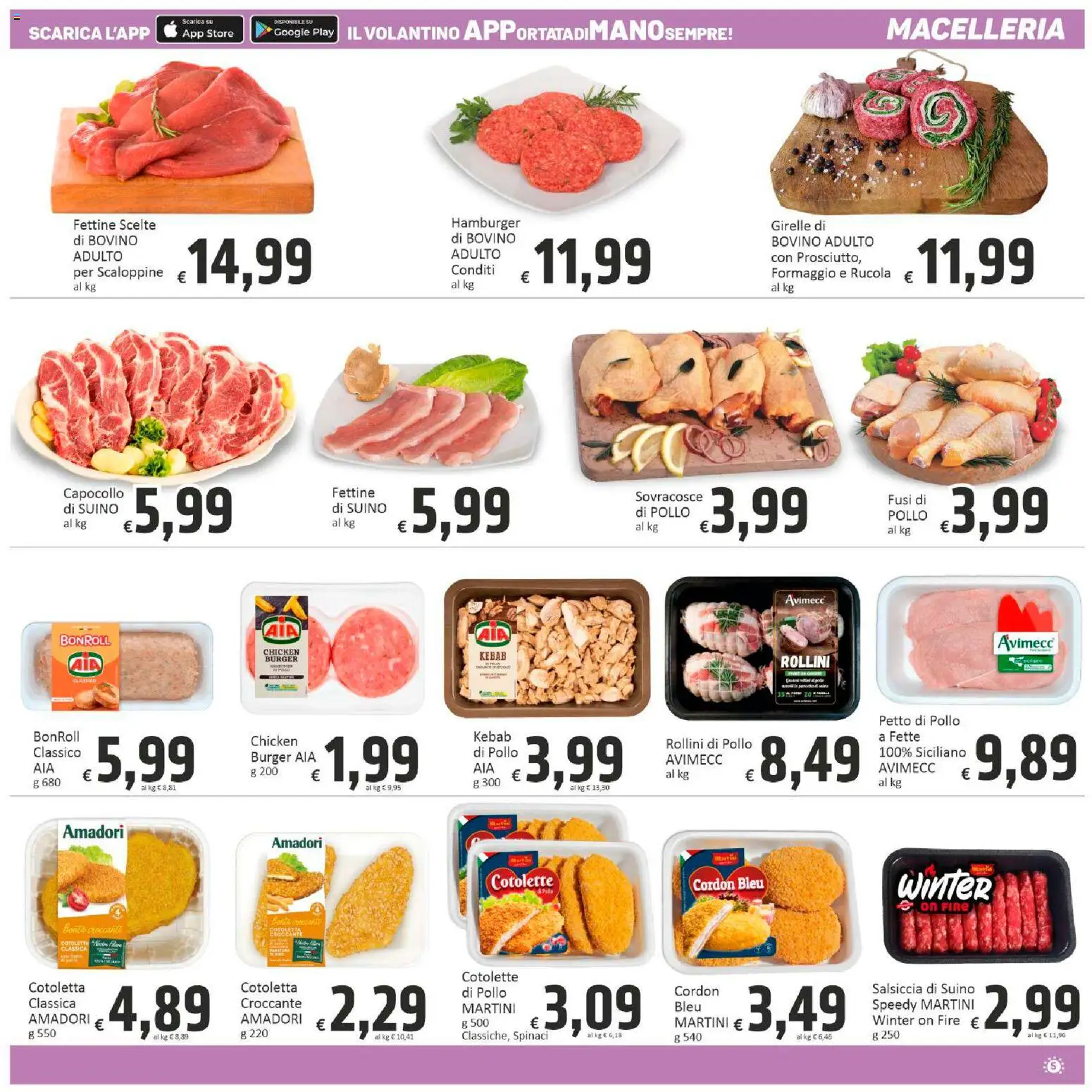 Volantino Paghi Poco del 12.03.2026 | Pagina: 5 | Prodotti: Bovino, Suino, Salsiccia, Spinaci