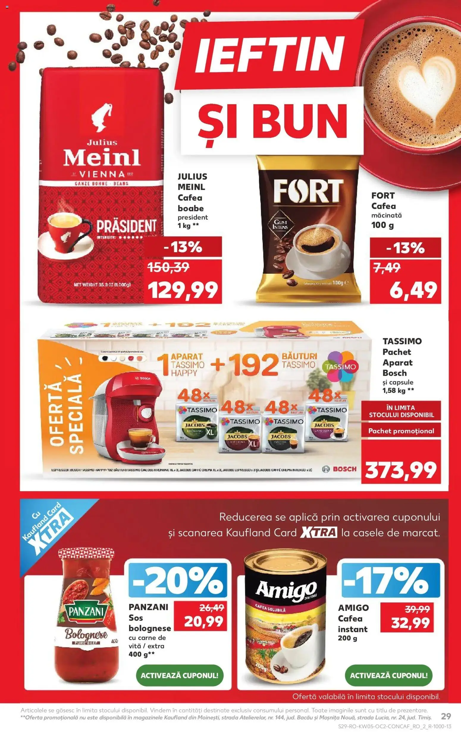 Noul catalog Kaufland – valabil de la 28.01.2026 | Pagină: 29 | Produse: Köpek çiti, Cafea, Carne De Vită, Sos