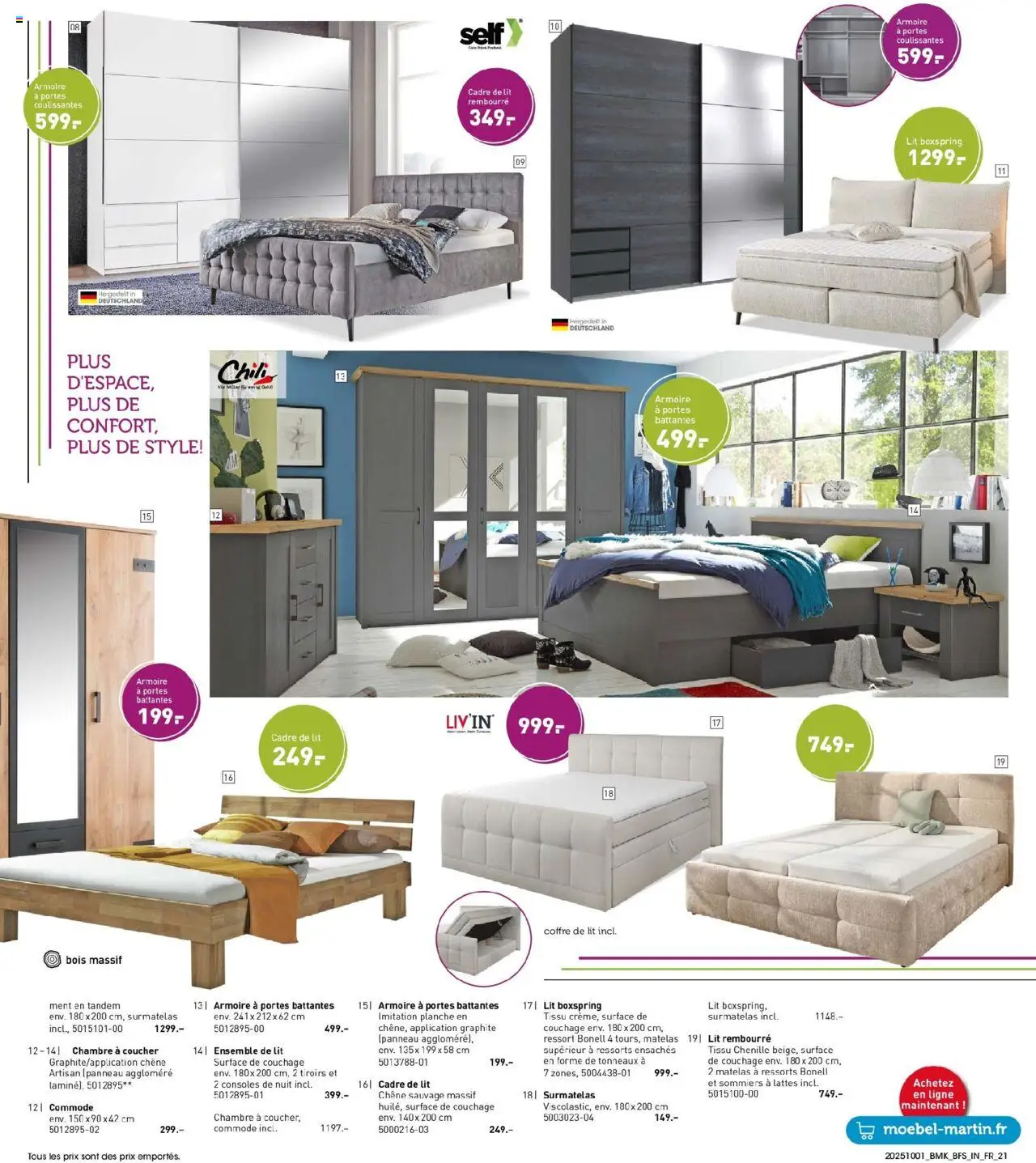 {H1} | Page: 21 | Produits: Surmatelas, Lit, Armoire, Commode