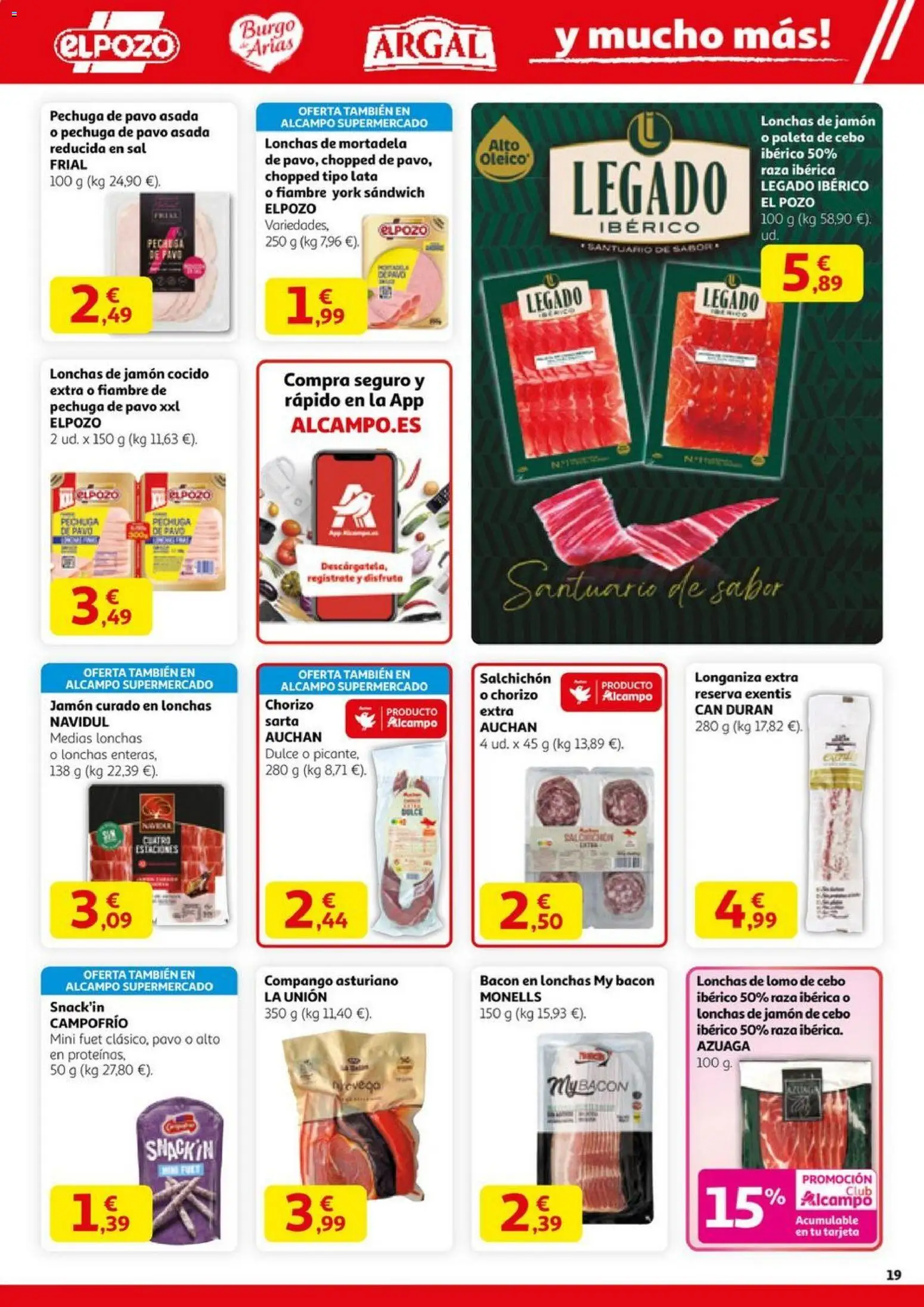 Alcampo - HP Nacional Unificado │ válido desde el 23.10.2025 | Página: 19 | Productos: Jamón, Jamón cocido, Longaniza, Mortadela