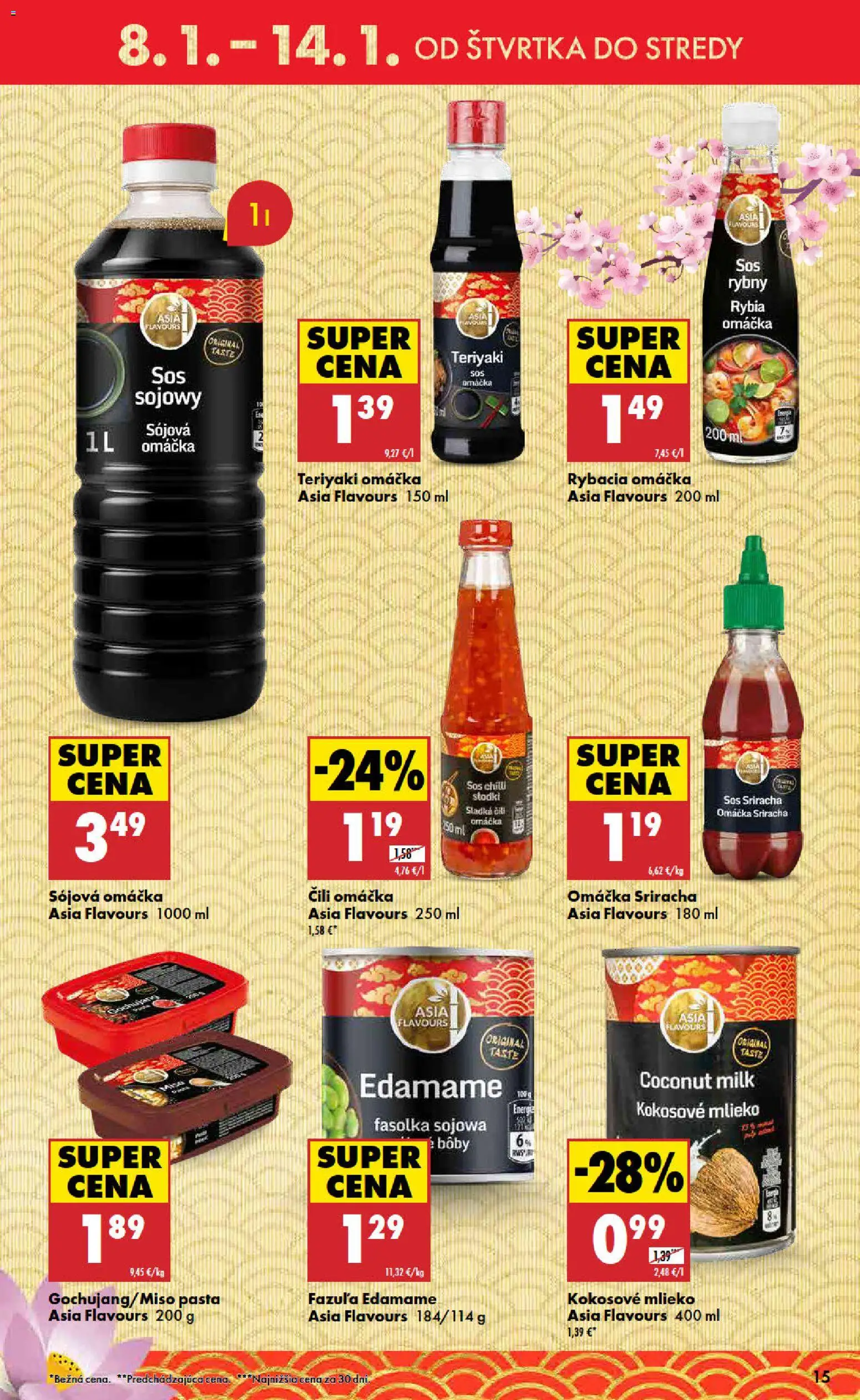 Nové Biedronka akcie – leták je platný od 08.01.2026 | Strana: 15 | Produkty: Mlieko, Chilli, Kokosové mlieko, Omáčka
