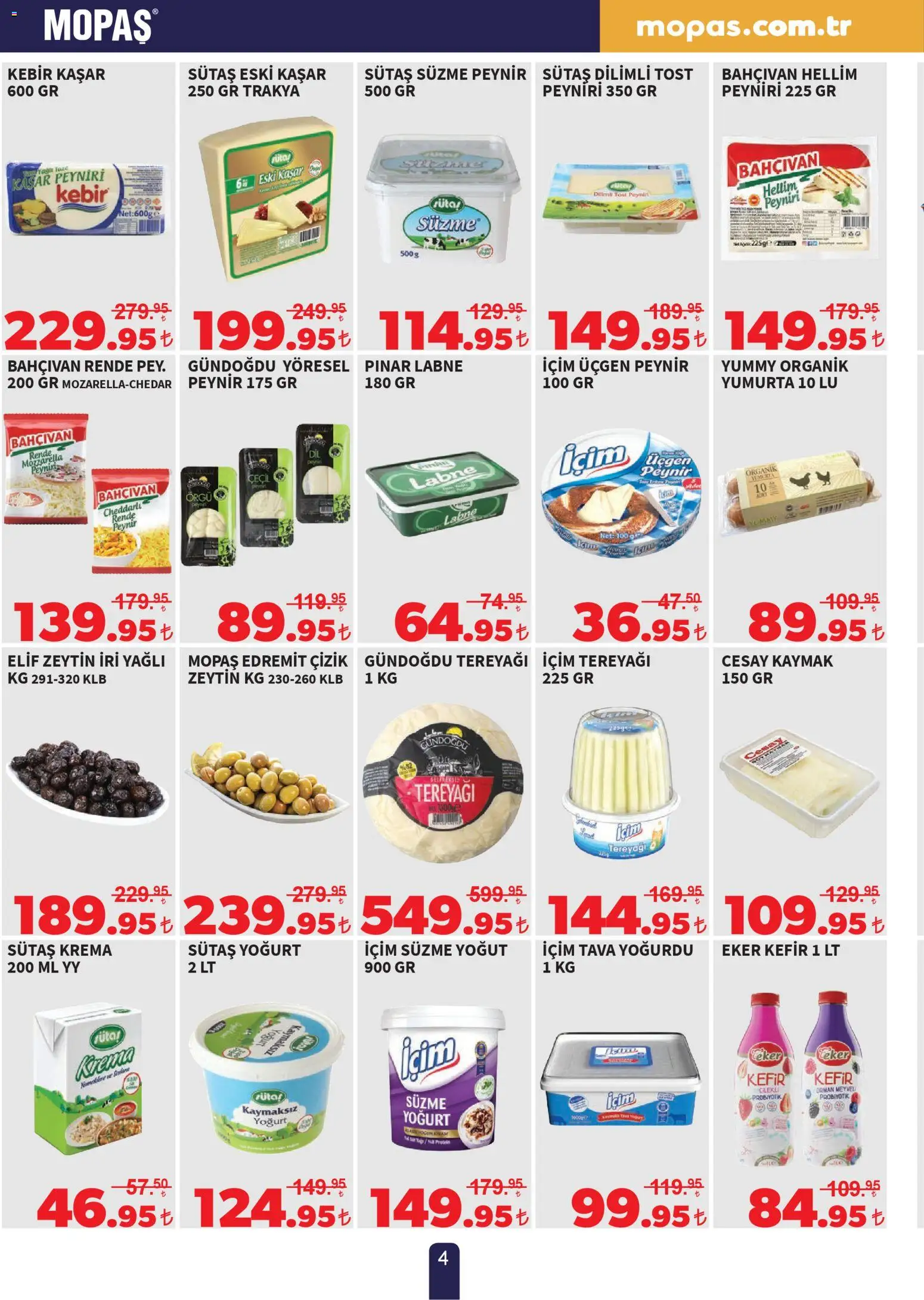 Mopaş Katalog - 13.02.2026 tarihinden itibaren geçerlidir | Sayfa: 4 | Ürünler: Kefir, Yoğurt, Yumurta, Krema