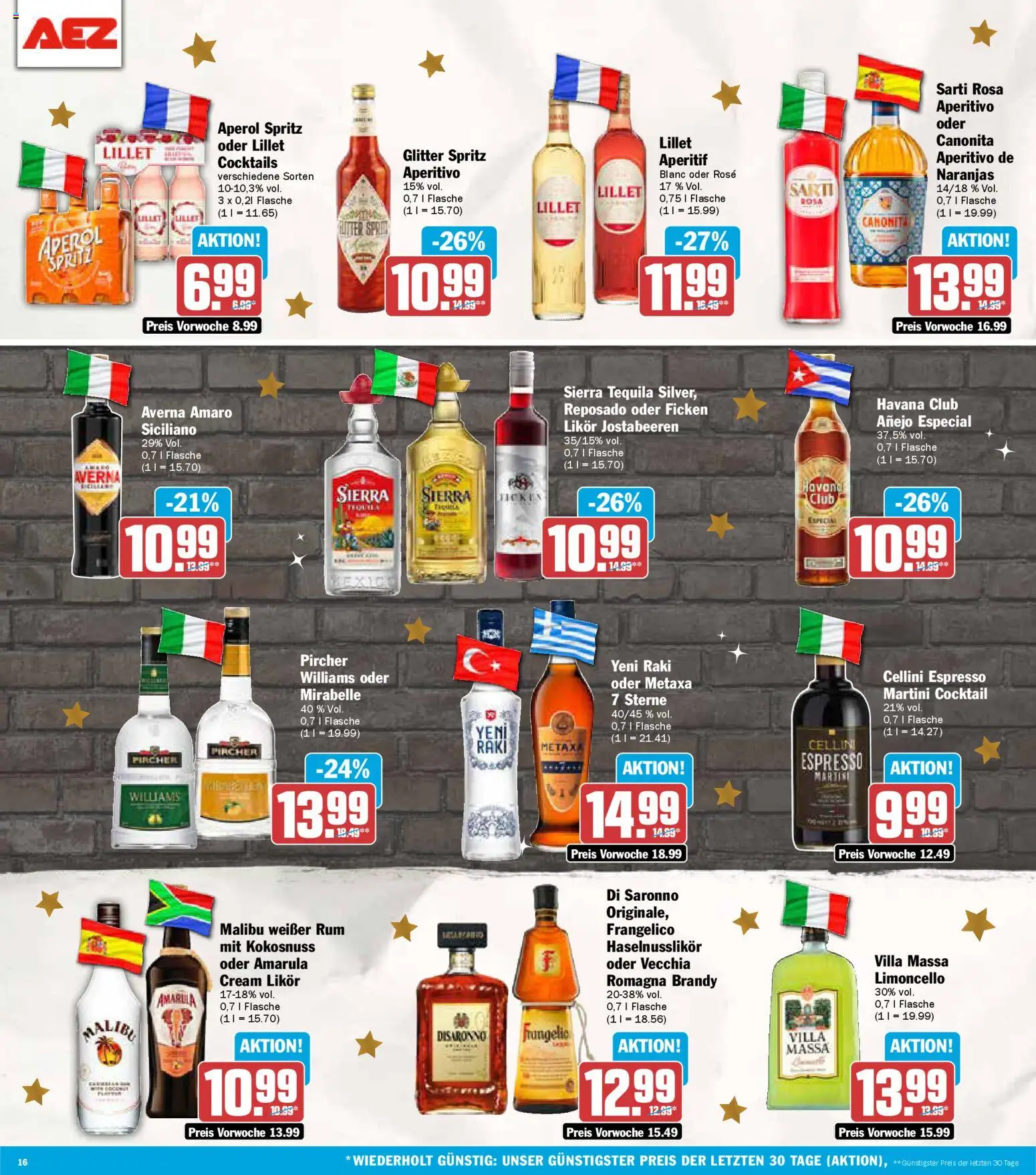 AEZ Prospekt 	 – gültig ab 01.12.2025 | Seite: 16 | Produkte: Havana club, Likör, Tequila, Aperol