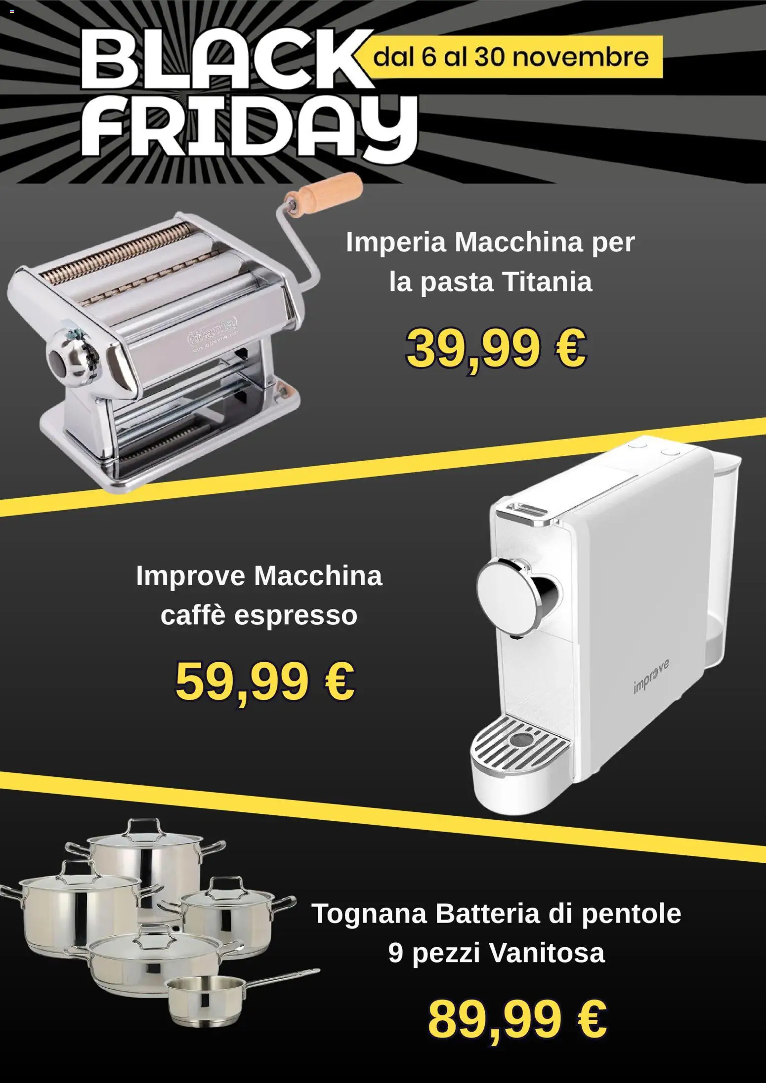 Volantino Eurospin del 14.11.2025 | Pagina: 4 | Prodotti: Caffè, Macchina per la pasta, Pasta, Batteria