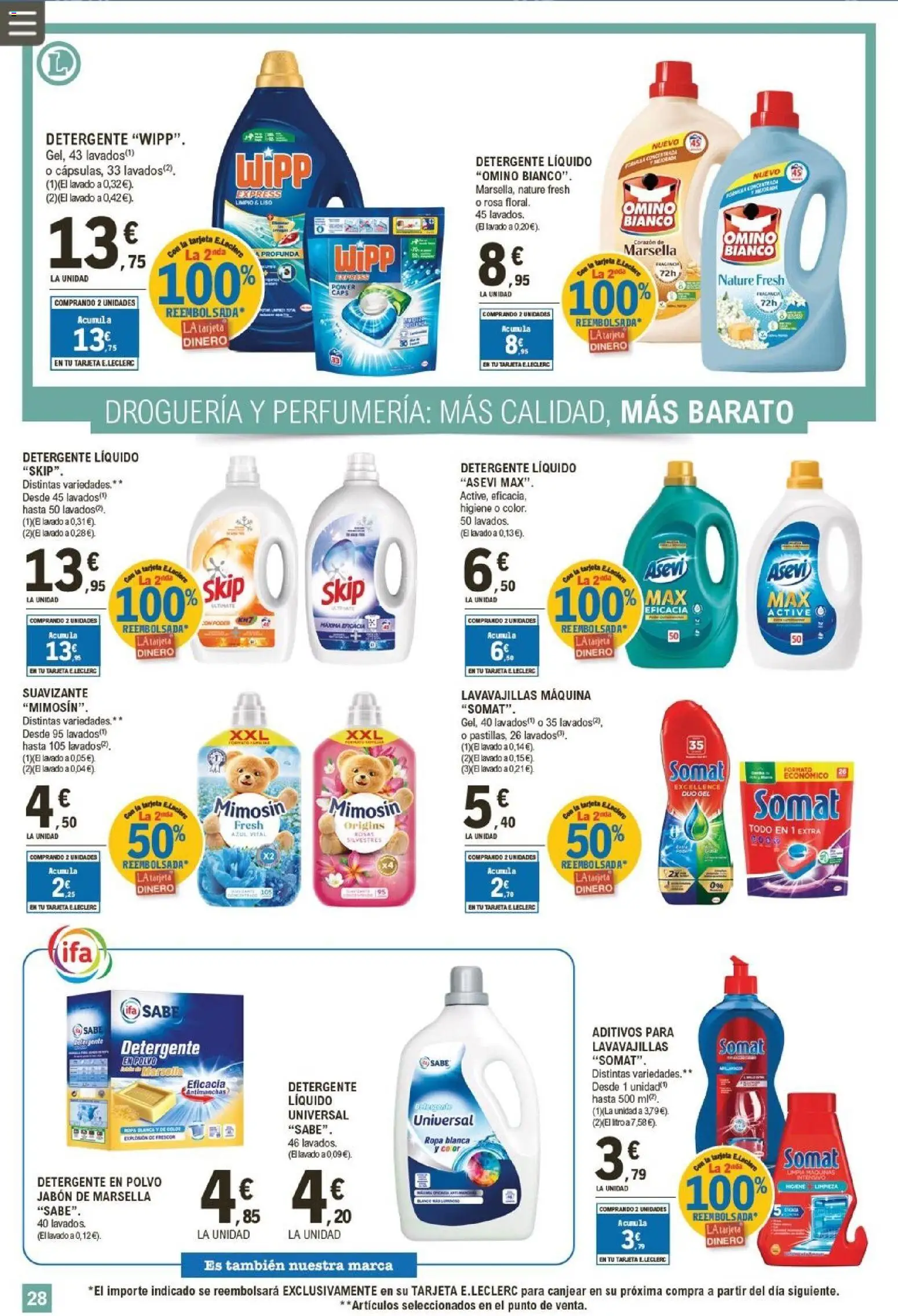 E.Leclerc folleto │ válido desde el 05.11.2025 | Página: 28 | Productos: Polvo, Detergente, Detergente líquido, Lavavajillas