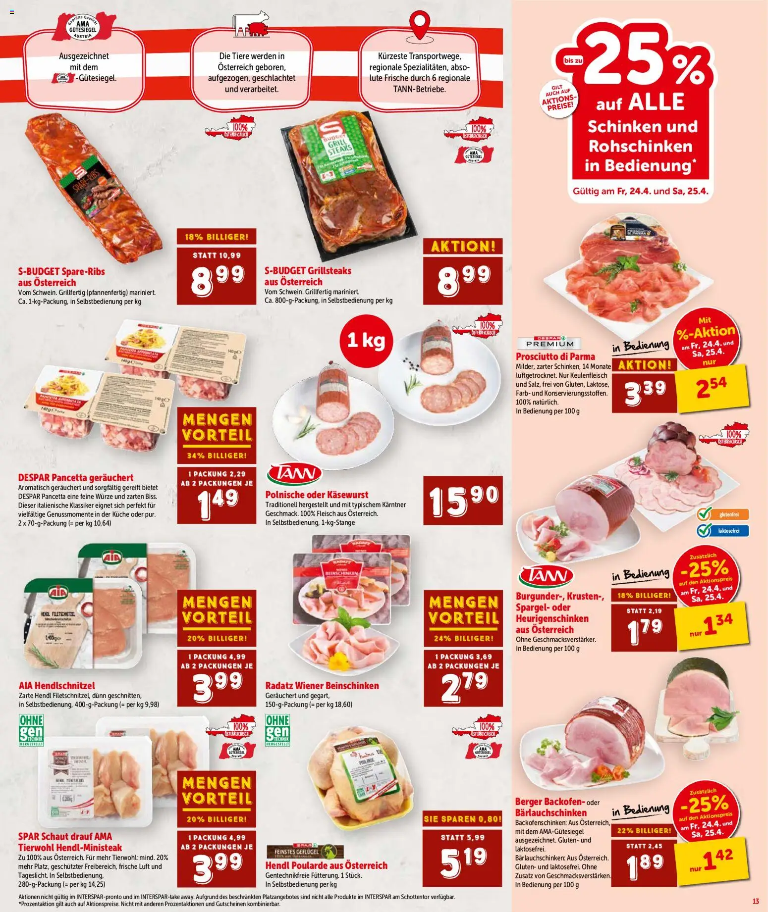 Interspar Flugblatt- Wien gültig ab 23.04.2026 | Seite: 13 | Produkte: Grill, Schinken