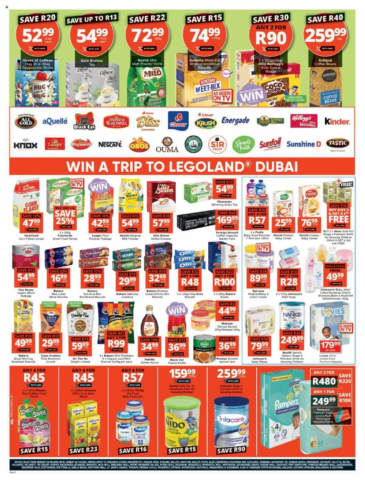 New Checkers catalogue – valid from 22.09.2025 | Page: 8 | Products: Corn, Beans, Biscuits, Peanut butter