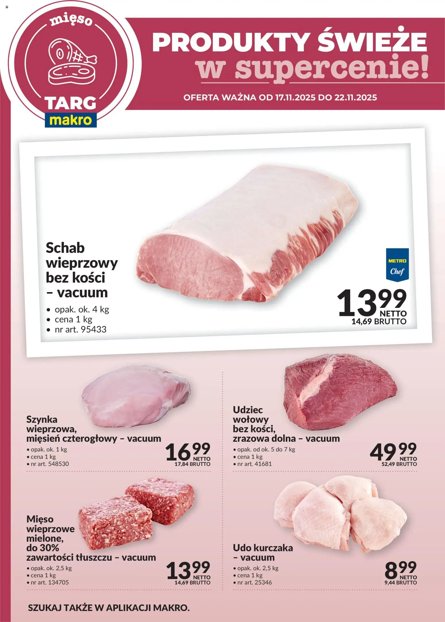 Makro Gazetka - Produkty świeże w supercenie od 17.11.2025 | Strona: 1 | Produkty: Schab, Mięso, Schab wieprzowy, Szynka