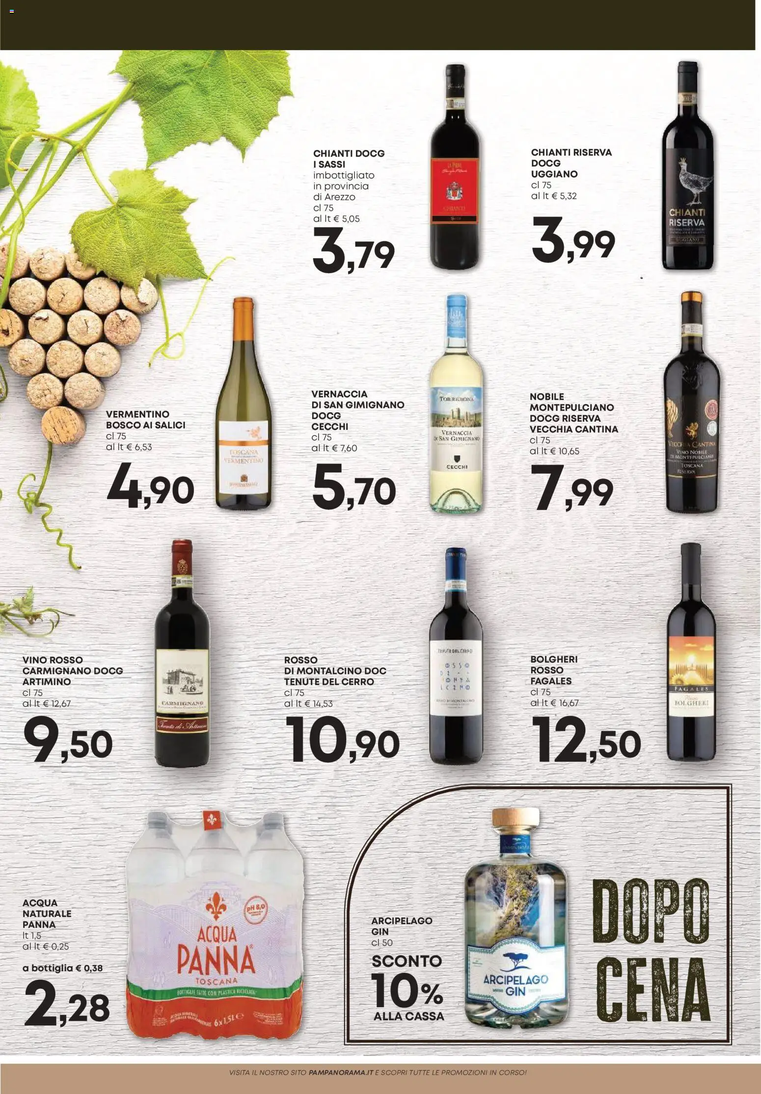 Volantino PAM del 23.10.2025 | Pagina: 8 | Prodotti: Gin, Acqua naturale, Bottiglia, Vino rosso