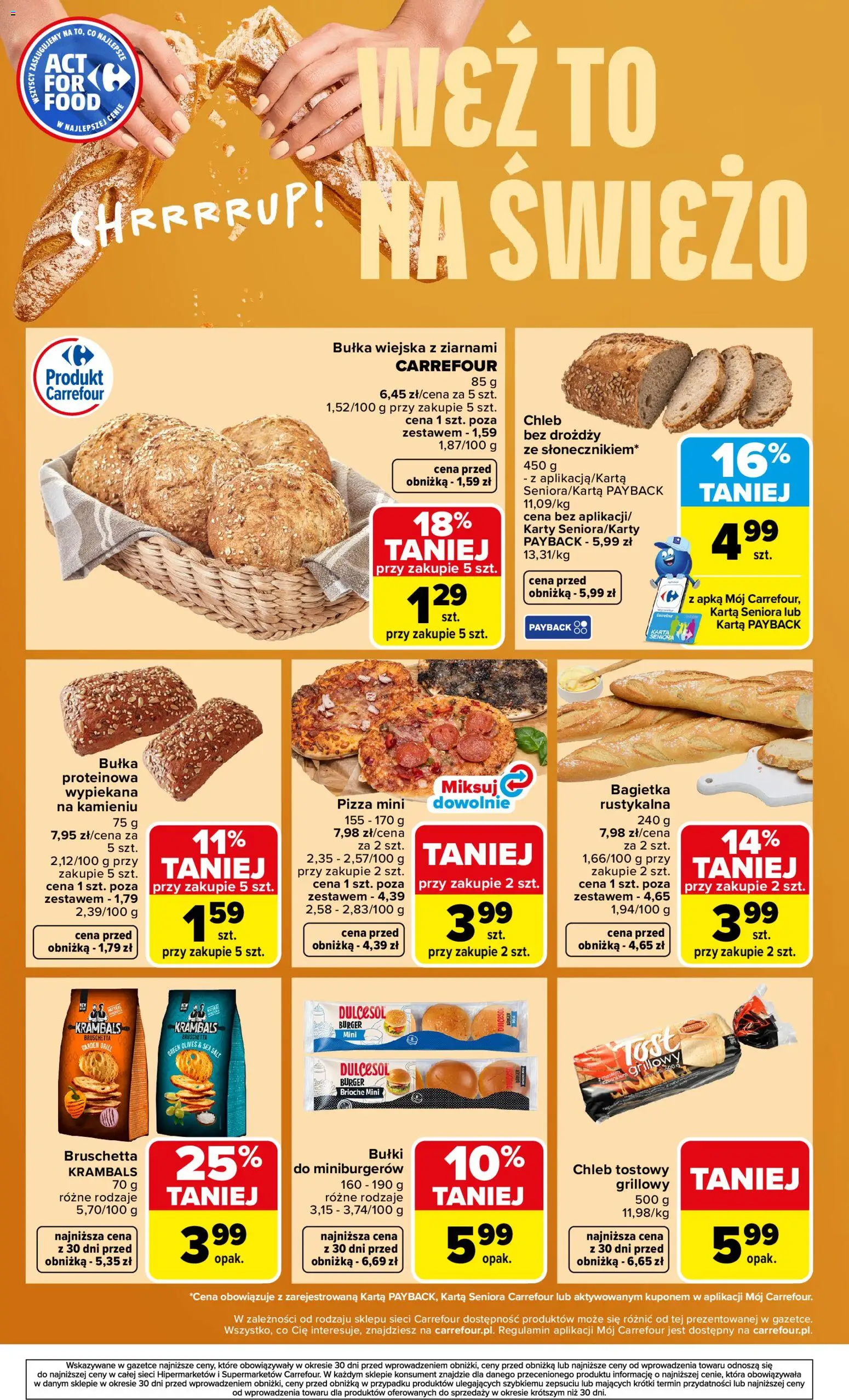 Carrefour gazetka - Weź to na świeżo od 27.04.2026 | Strona: 6 | Produkty: Karta, Bułka proteinowa, Bagietka, Pizza