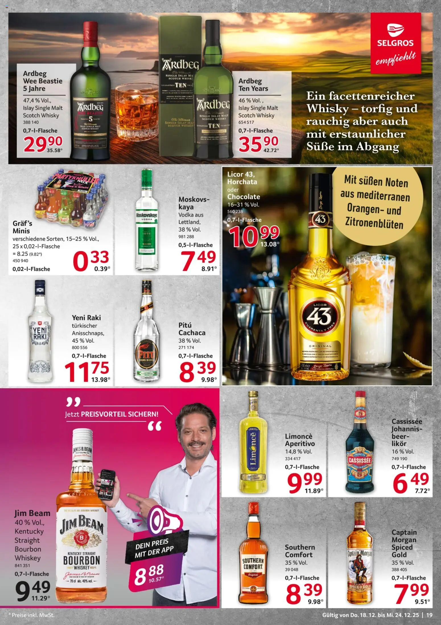 Selgros Prospekt 	 – gültig ab 18.12.2025 | Seite: 19 | Produkte: Whisky, Jim beam, Southern comfort, Whiskey