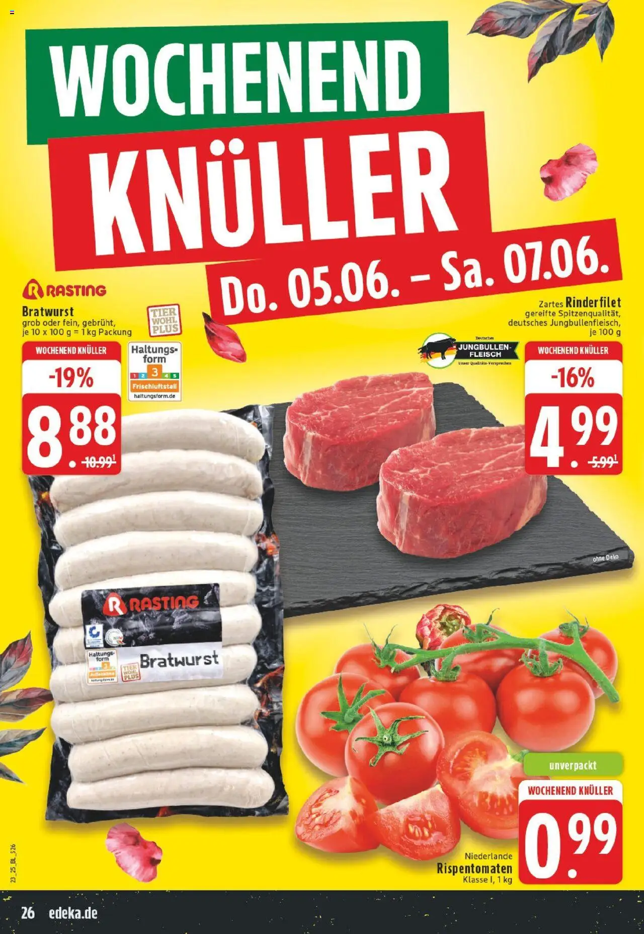 Edeka prospekt Düsseldorf	 - gültig ab dem 01.06.2025 | Seite: 26 | Produkte: Rinderfilet, Bratwurst, Fleisch