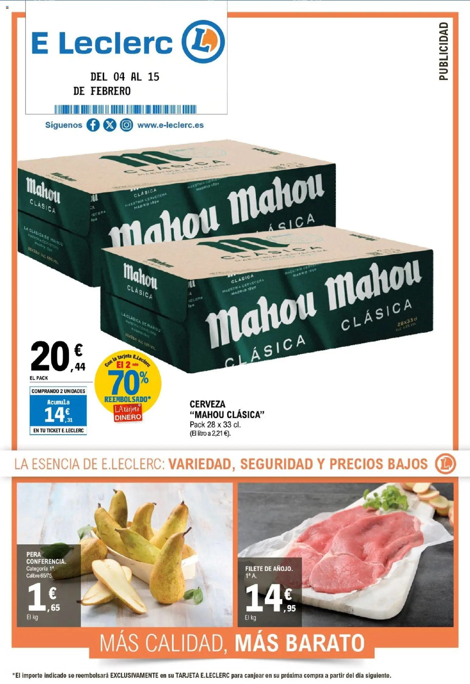 E.Leclerc folleto │ válido desde el 04.02.2026 | Página: 1 | Productos: Cerveza, Filete