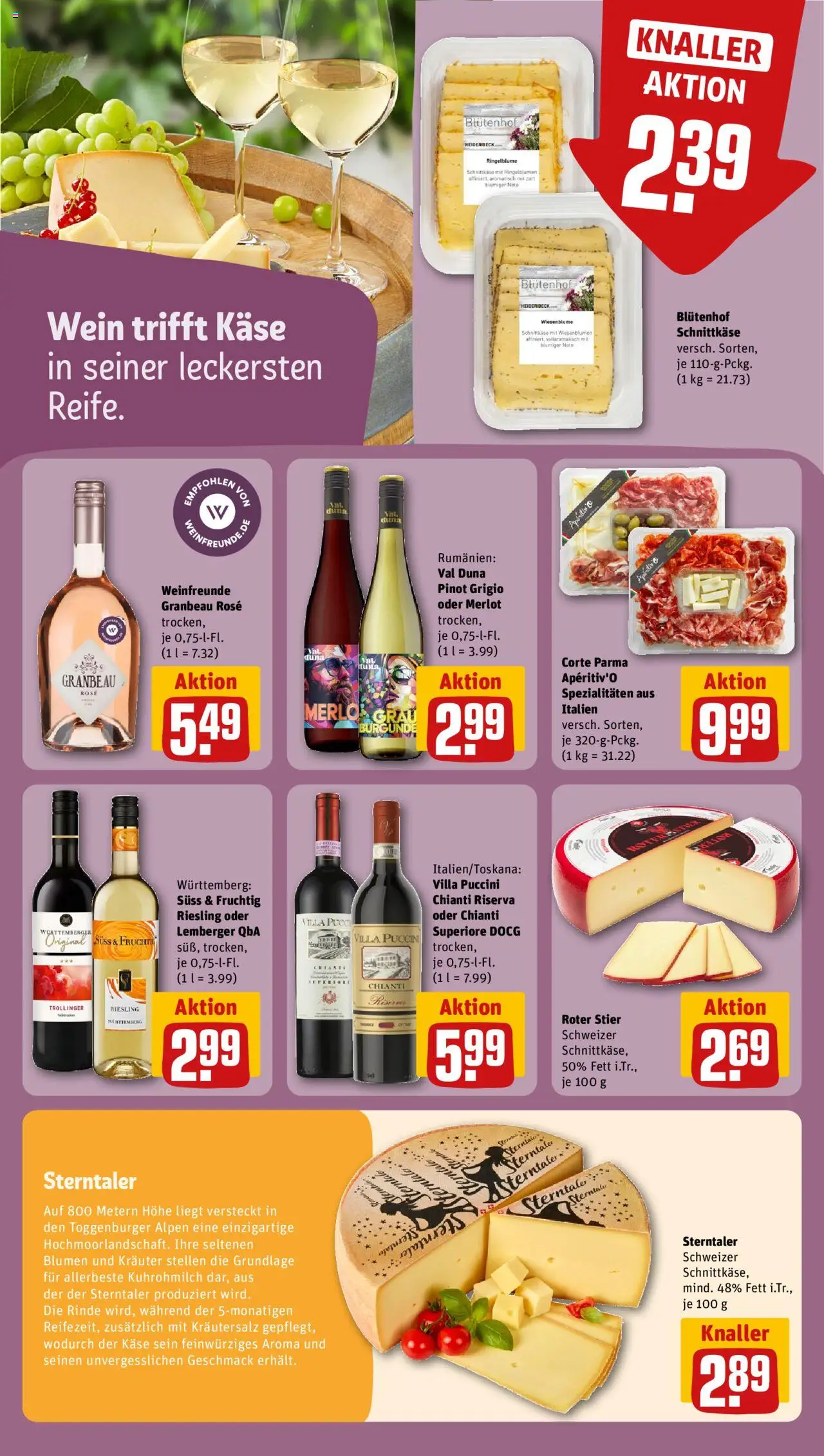 Rewe Prospekt 	 – gültig ab 20.10.2025 | Seite: 17 | Produkte: Käse, Merlot, Blumen, Wein