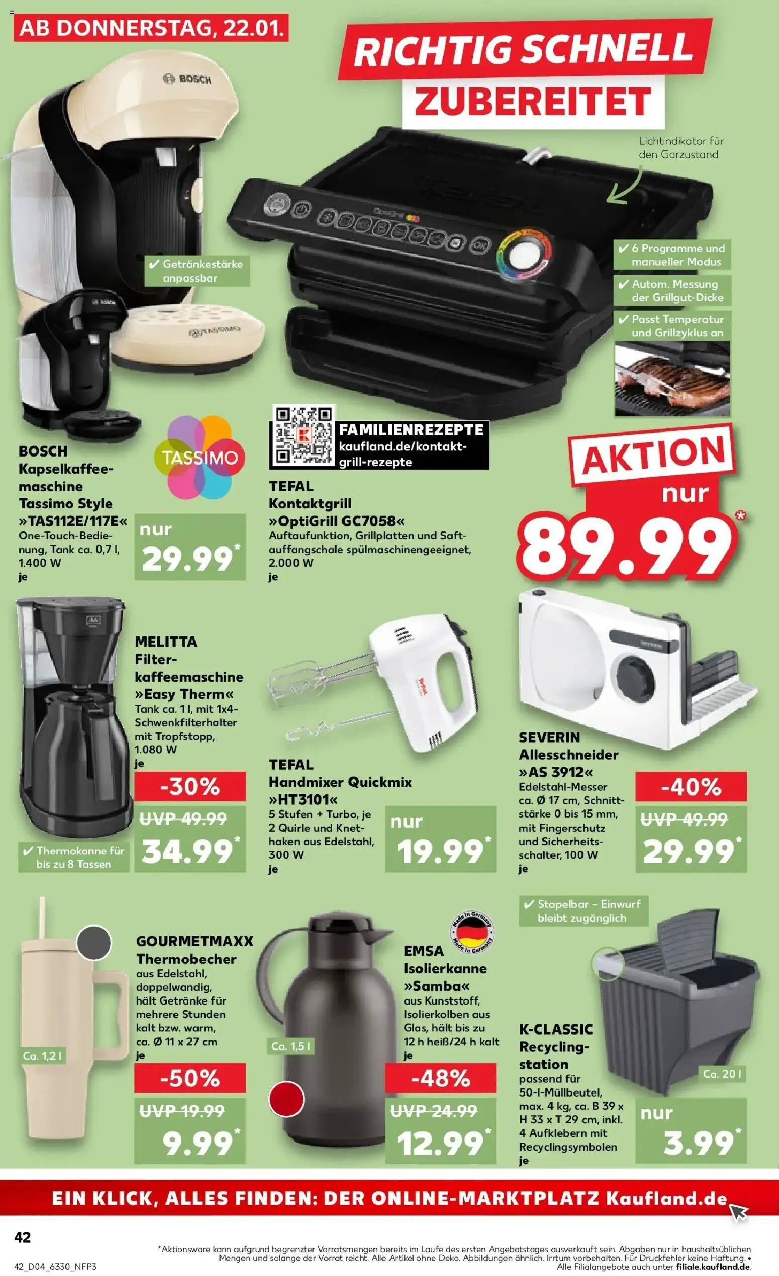 Prospekt Kaufland ab 22.01.2026 » Angebote Online zum Blättern | Seite: 42 | Produkte: Melitta, Grill, Mixer, Saft