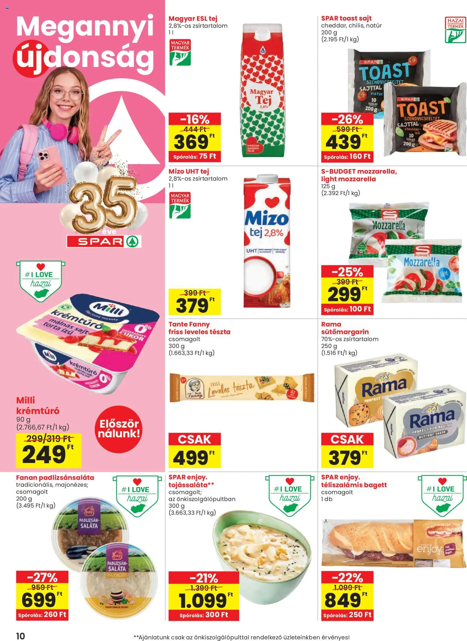 Spar akciós ujság - amely érvényes a következő dátumtól: 29.01.2026 | Oldal: 10 | Termékek: Mozzarella, Torta, Krémtúró, Sajt