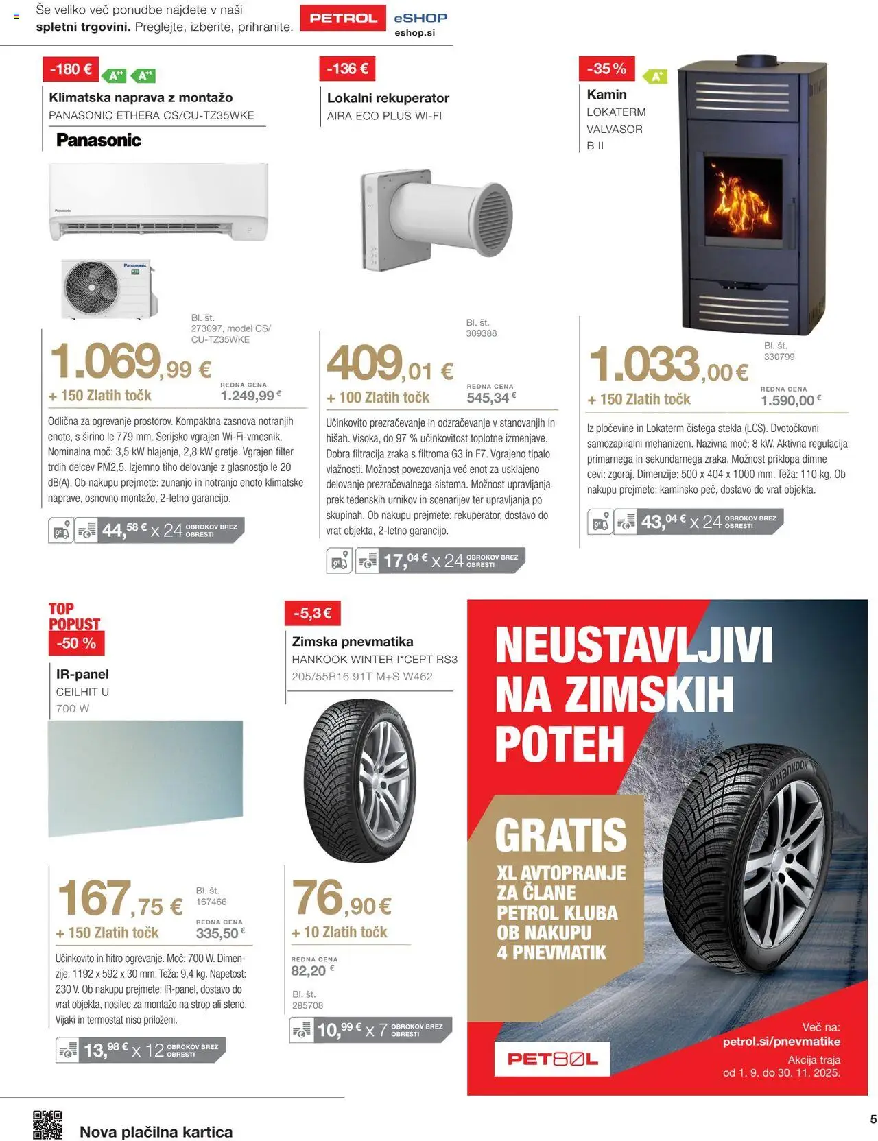 Novi Petrol katalog ponudbe – veljaven od 01.09.2025 | Stran: 5 | Izdelki: Klimatska naprava, Teza, Termostat