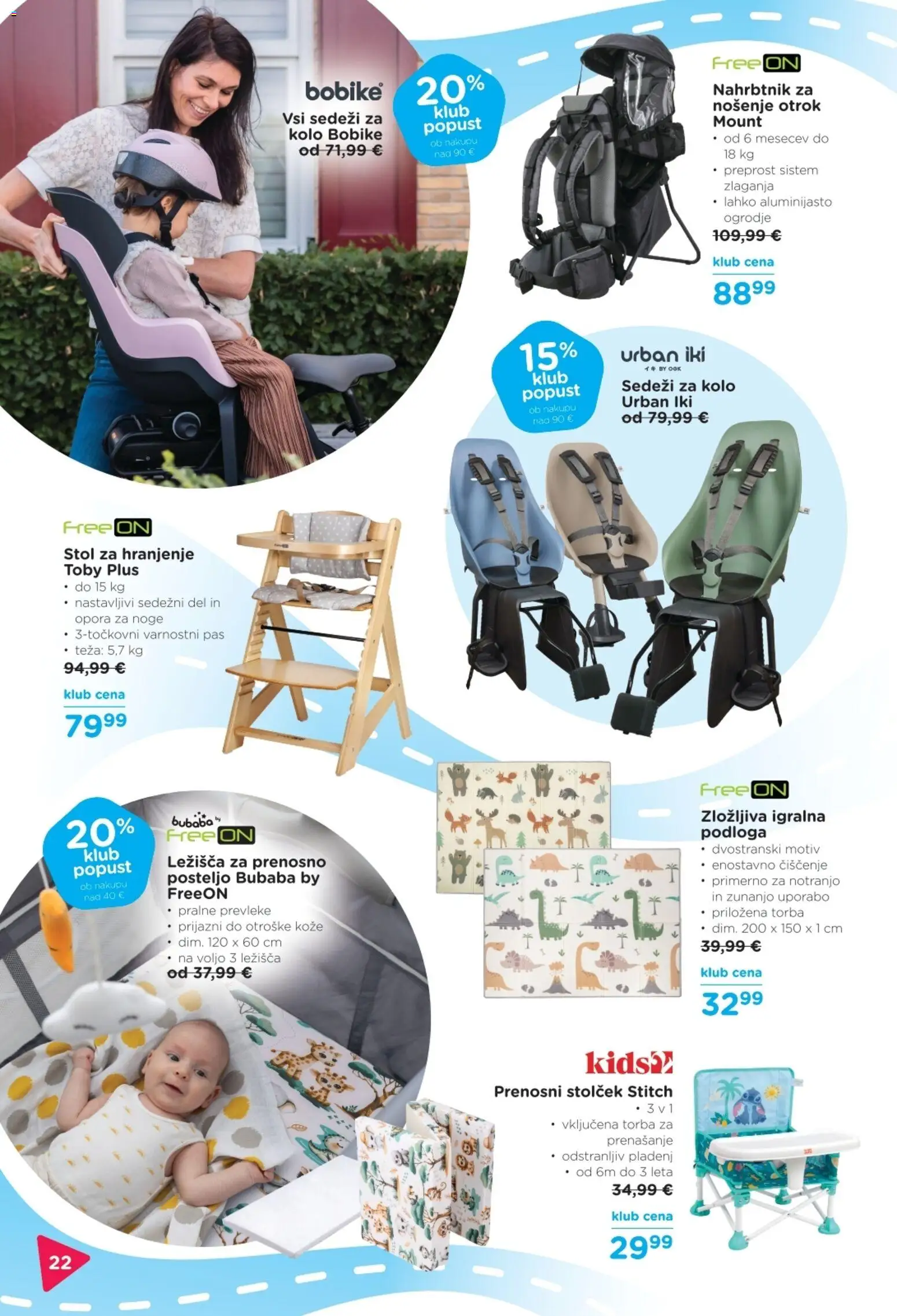 Novi Baby center katalog ponudbe – veljaven od 12.03.2026 | Stran: 22 | Izdelki: Torba, Teza, Stol, Pas