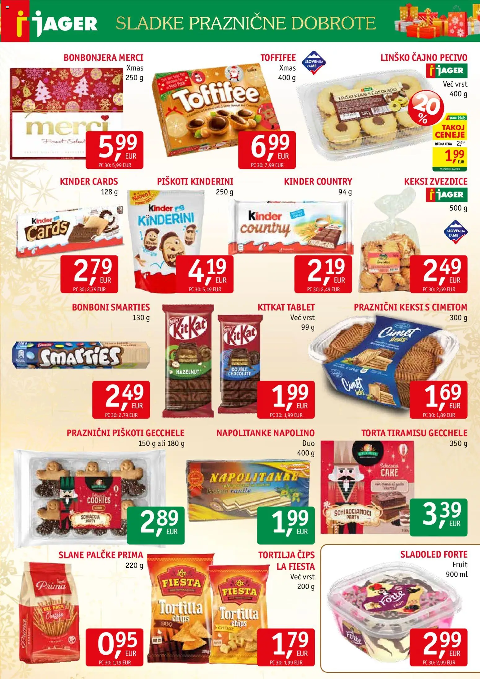 Novi Jager katalog ponudbe – veljaven od 26.11.2025 | Stran: 11 | Izdelki: Keksi, Slane palčke, Torta, Cips