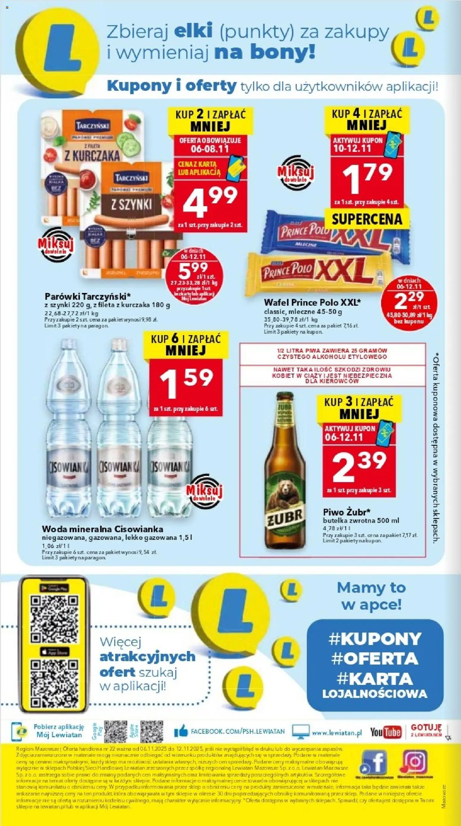 Lewiatan gazetka - Warszawa od 06.11.2025 | Strona: 8 | Produkty: Karta, Parówki, Piwo, Woda