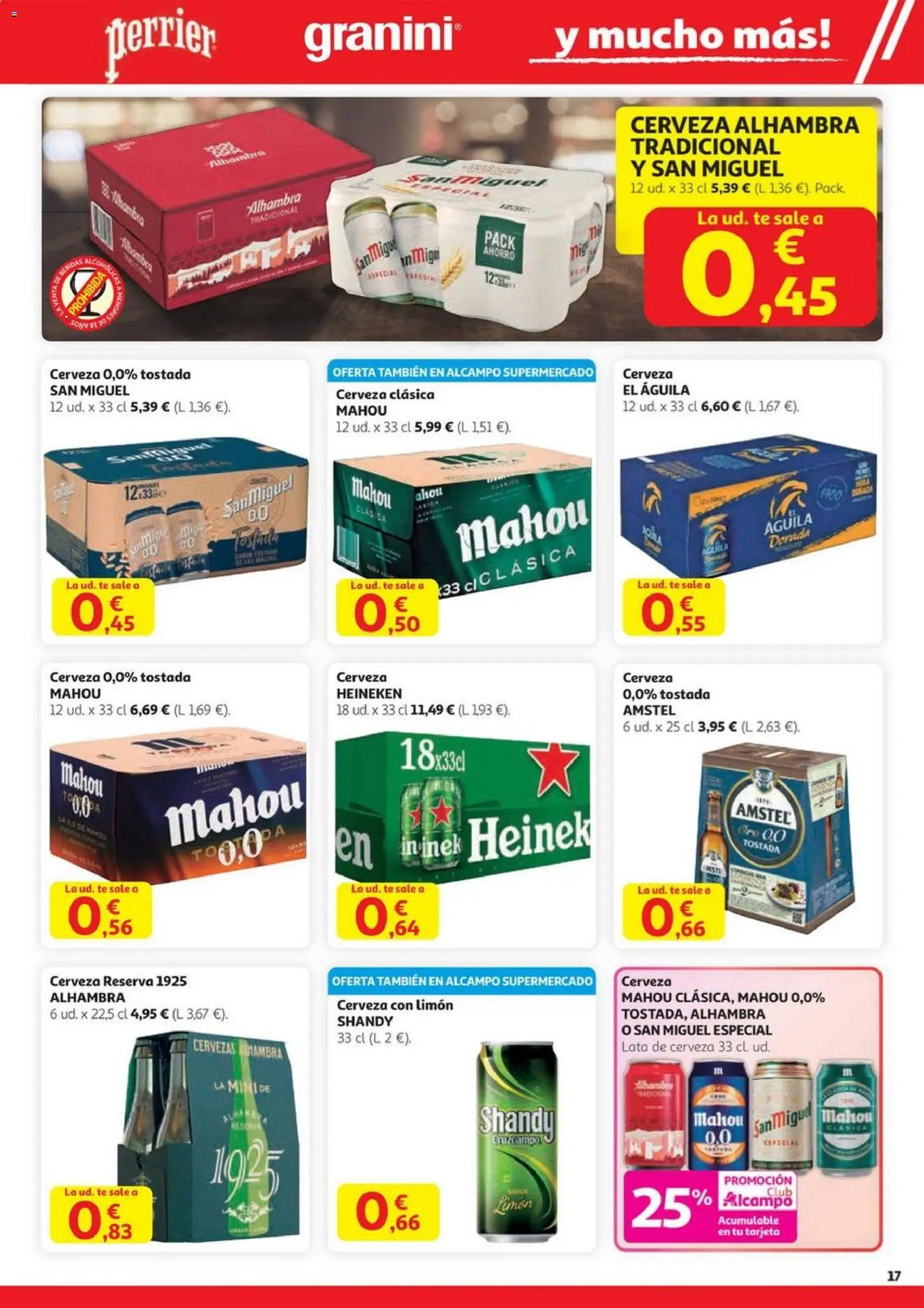Alcampo - HG Madrid Unificado  │ válido desde el 23.10.2025 | Página: 17 | Productos: Cerveza, Té, Σπανάκι