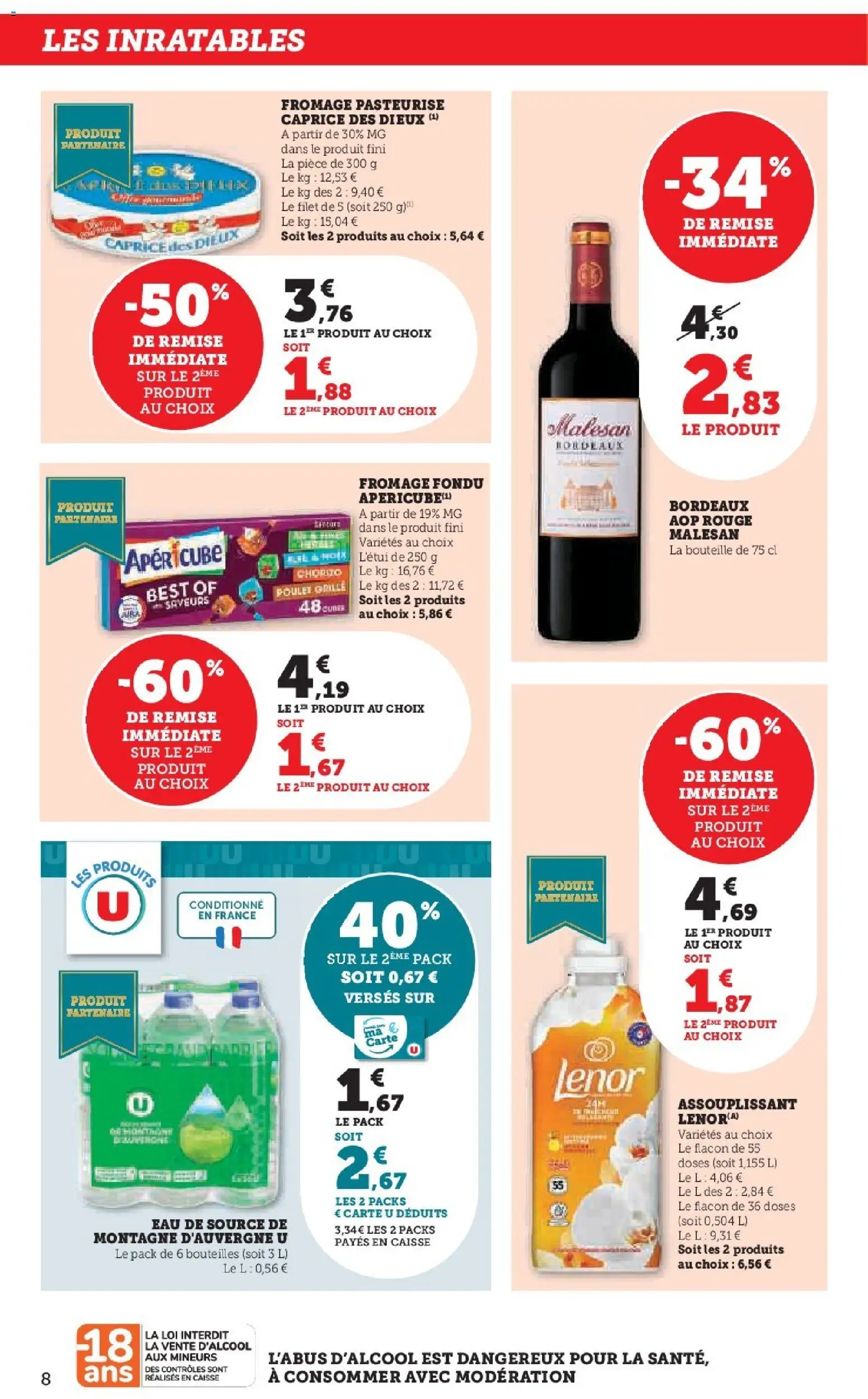 {H1} | Page: 8 | Produits: Lenor, Caprice des dieux, Eau de source, Fromage