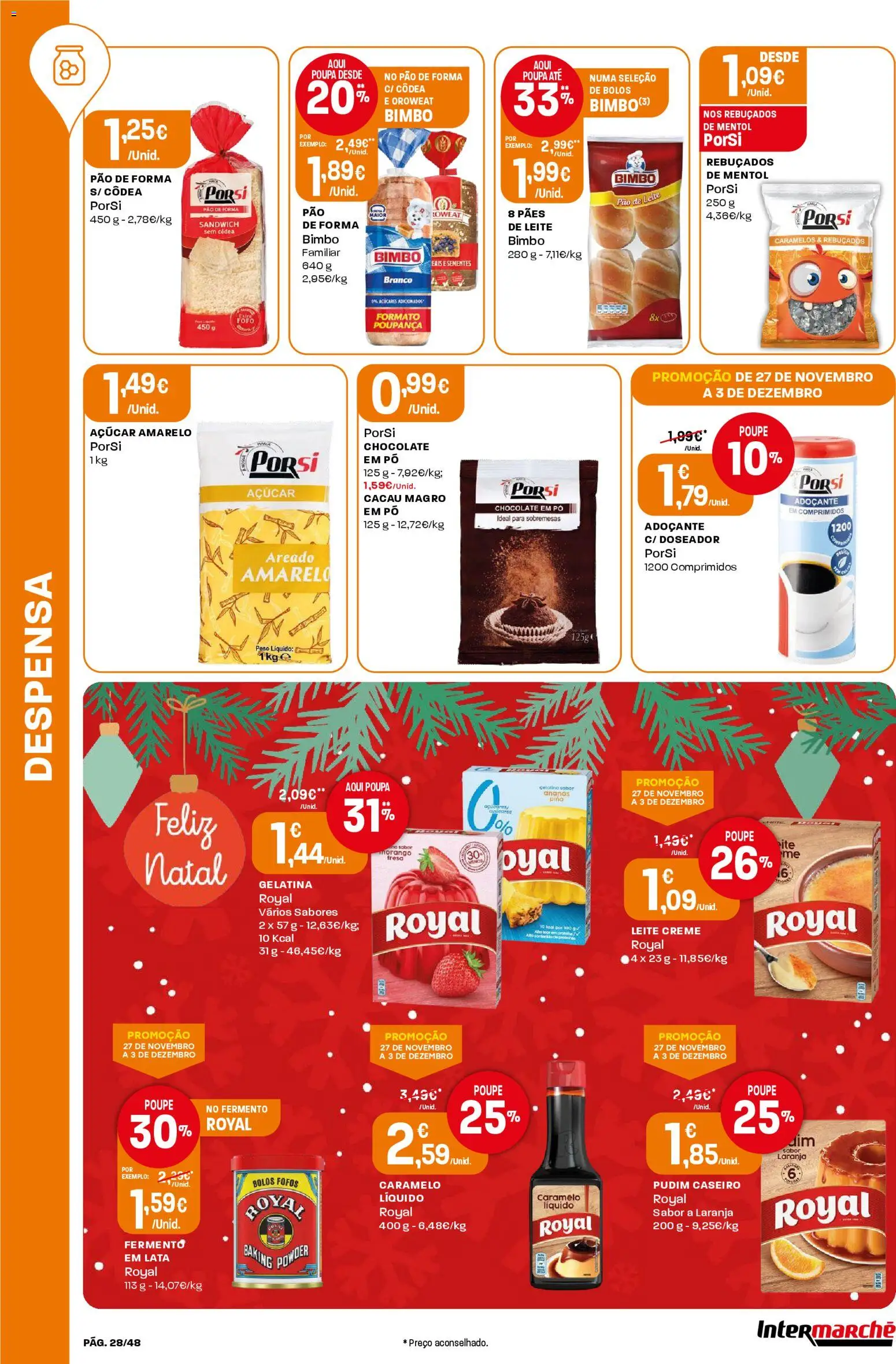 Intermarché - Black Friday │ válido de 27.11.2025 | Página: 28 | Produtos: Pudim, Pão, Açúcar, Creme