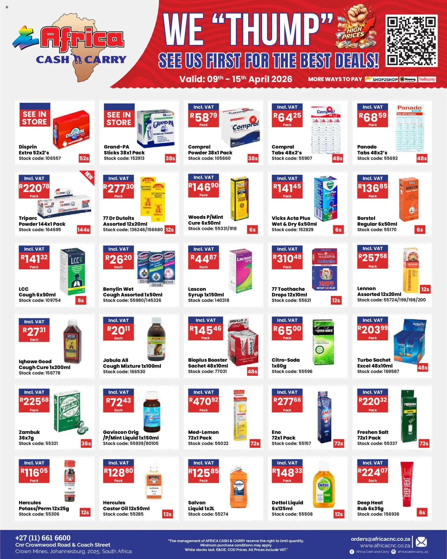 New Africa Cash & Carry catalogue – valid from 09.04.2026 | Page: 8 | Products: Oil, Powder, Syrup, Salt