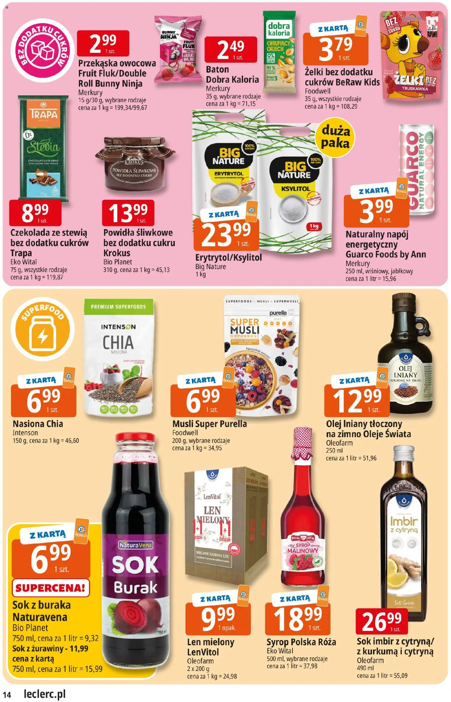 E.Leclerc Gazetka - Radom od 24.02.2026 | Strona: 14 | Produkty: Syrop, Imbir, Powidła śliwkowe, Żelki