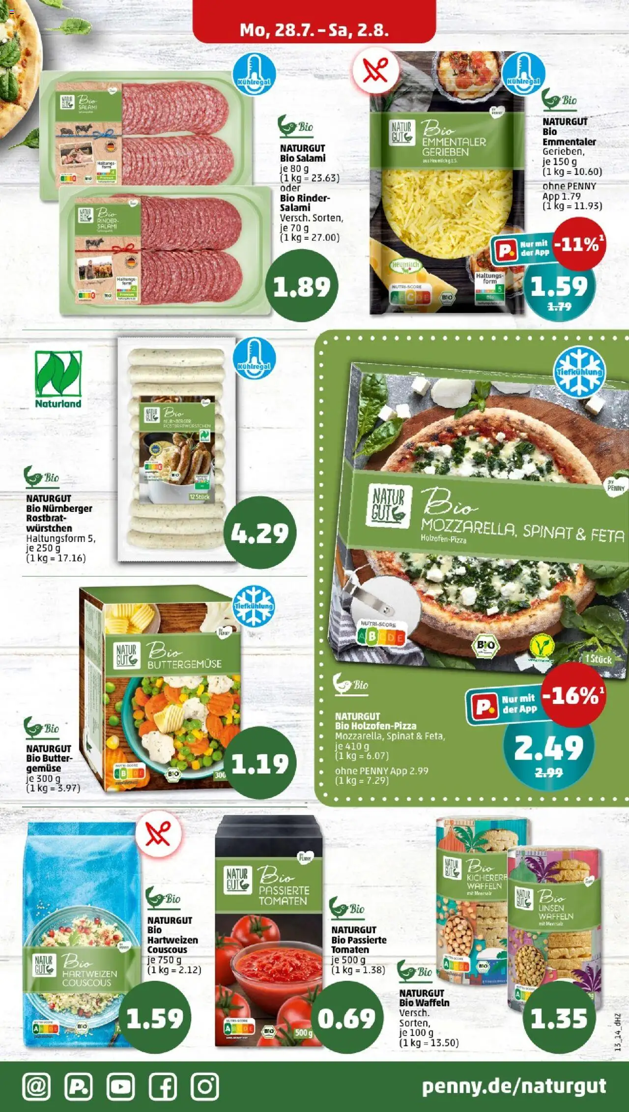 Penny -  Baden-Württemberg - gültig ab dem 28.07.2025 | Seite: 13 | Produkte: Tomaten, Waffeln, Gemüse, Salami