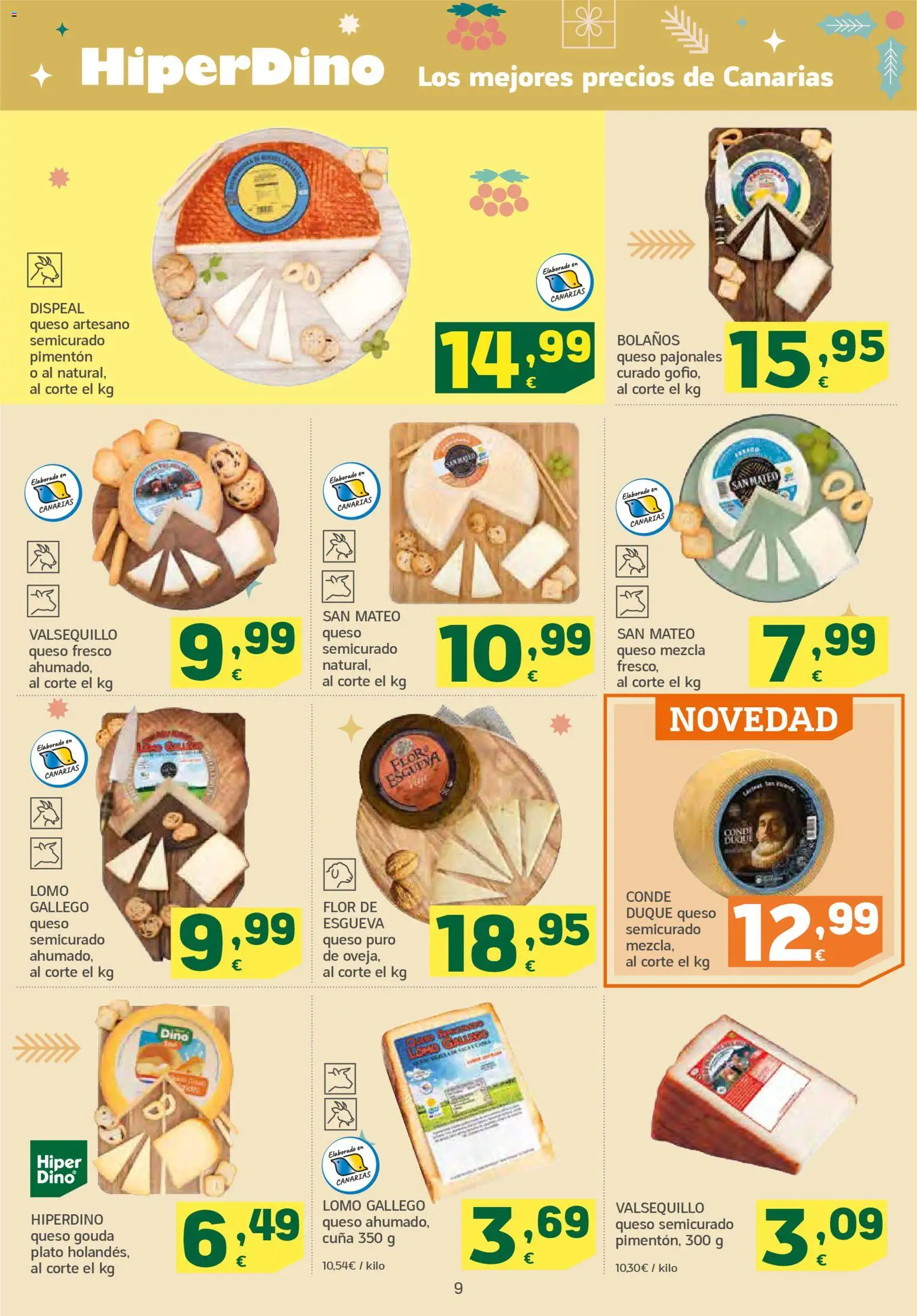 HiperDino folleto │ válido desde el 04.12.2025 | Página: 9 | Productos: Queso, Queso fresco, Queso Gouda, Cuna