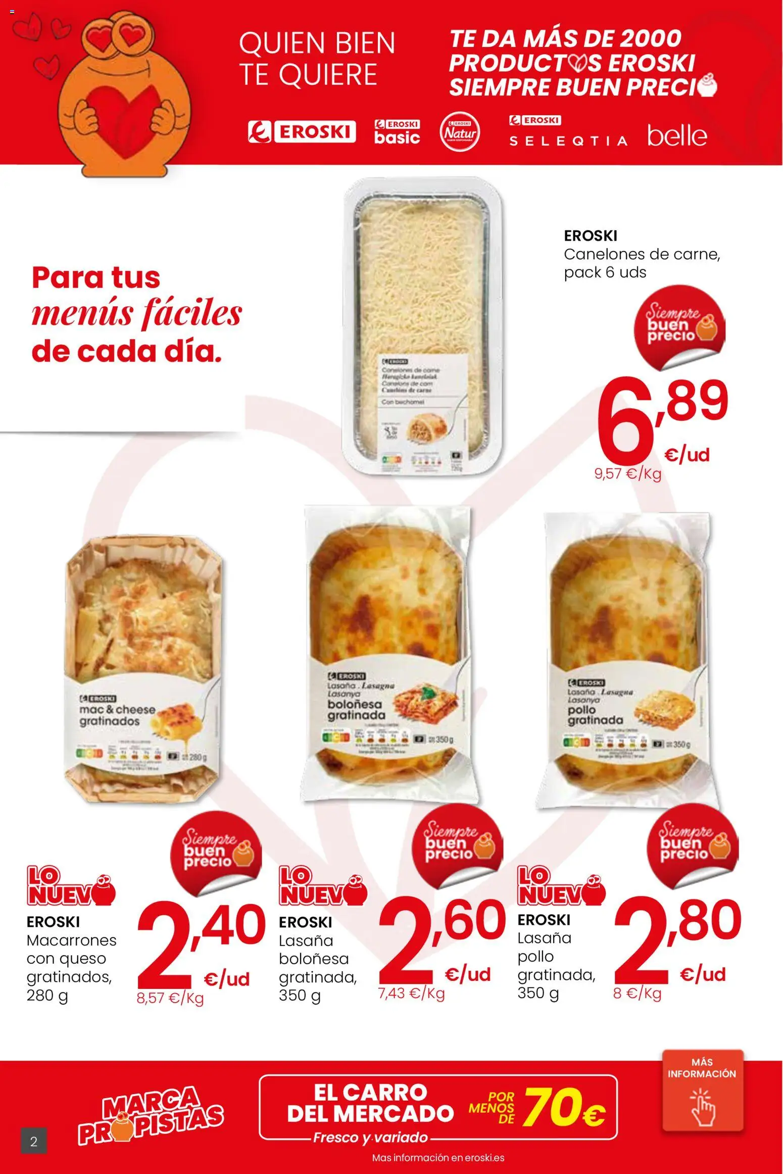 Eroski - Siempre a buen precio │ válido desde el 29.01.2026 | Página: 2 | Productos: Queso, Té, Lasaña, Canelones