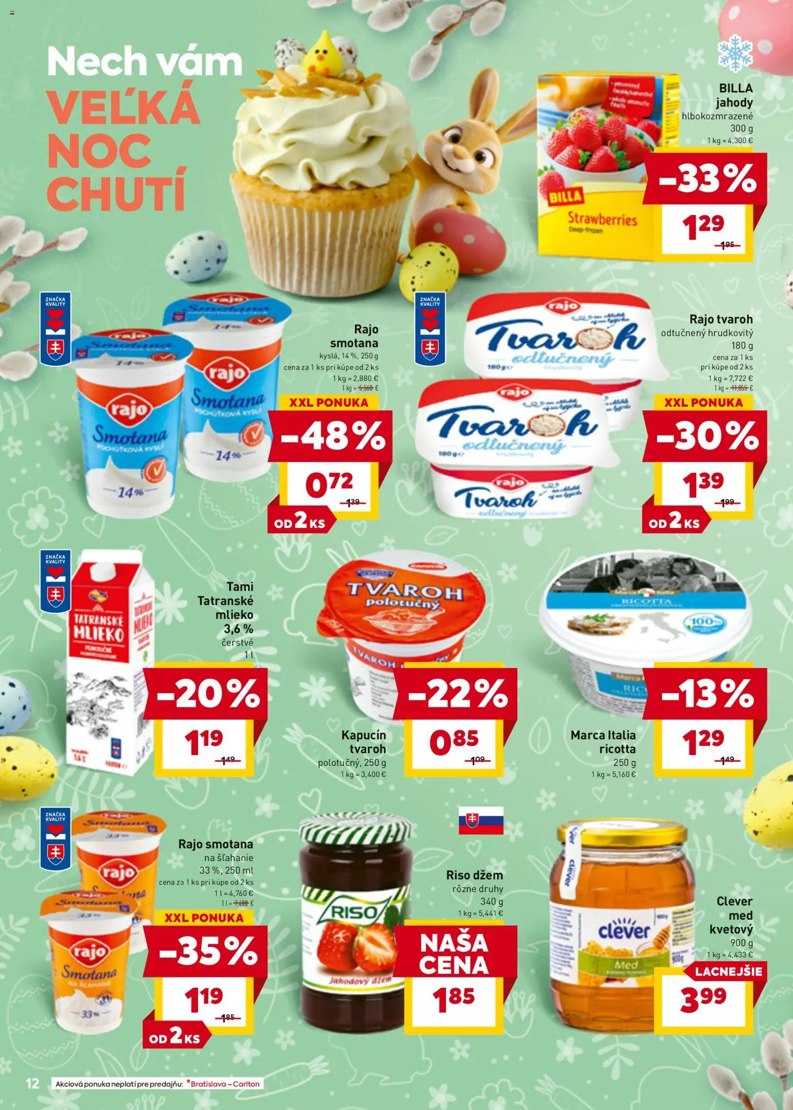 Nové Billa akcie – leták je platný od 25.03.2026 | Strana: 14 | Produkty: Smotana, Jahody, Tvaroh, Smotana na šľahanie