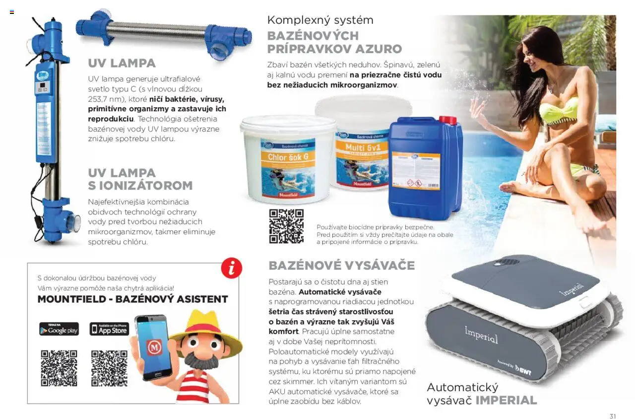 Nové Mountfield akcie – leták je platný od 15.08.2025 | Strana: 31 | Produkty: Lampa, Svetlo, Vysávače, Aku
