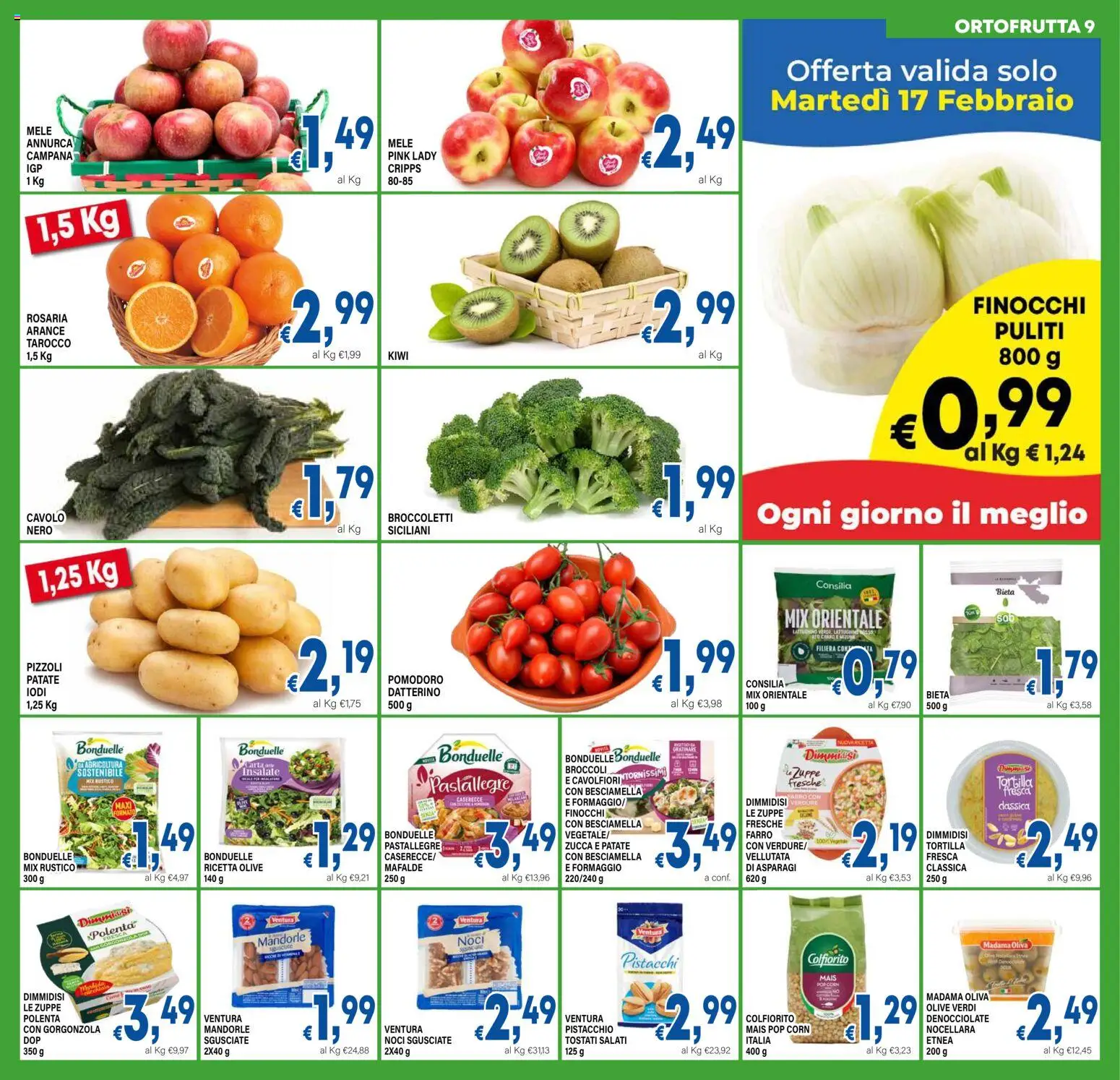 Volantino DEM del 13.02.2026 | Pagina: 9 | Prodotti: Arance, Kiwi, Olive, Cavolo