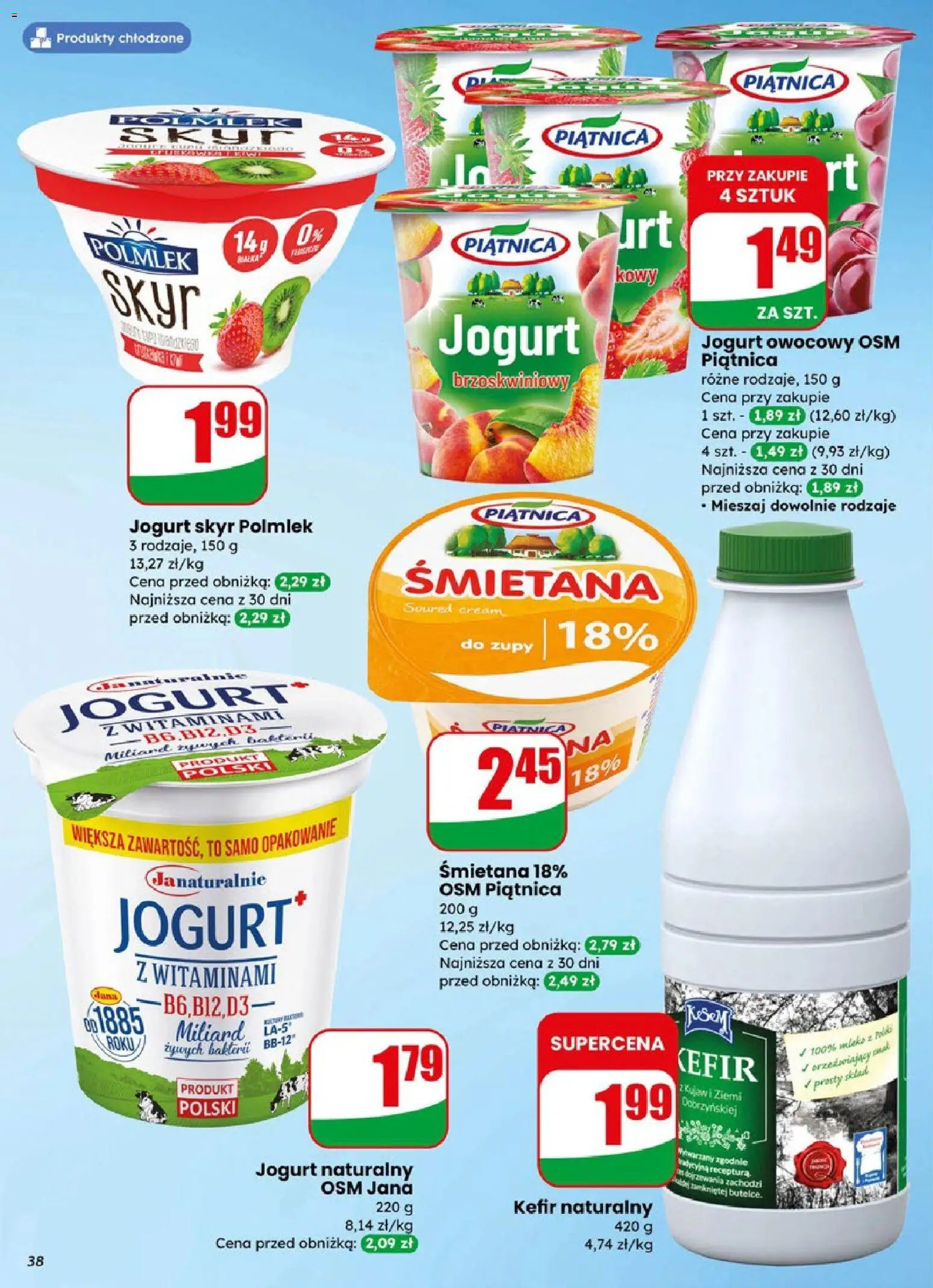Dino gazetka od 08.04.2026 | Strona: 38 | Produkty: Kefir, Jogurt naturalny, Kefir naturalny, Mleko