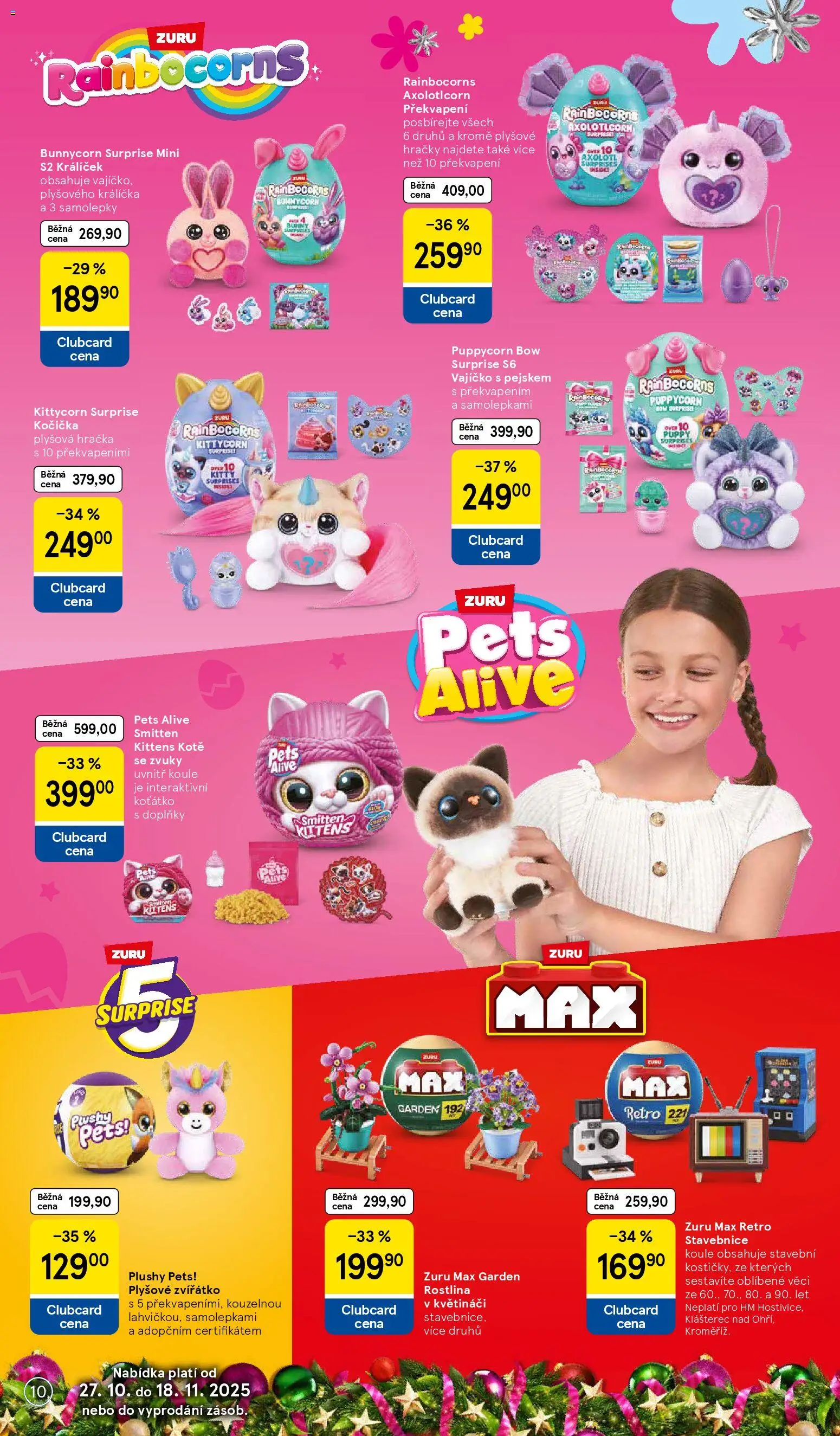 Tesco katalog od 27.10.2025 | Strana: 10 | Produkty: Stavebnice, Rainbocorns, Hračky, Samolepky