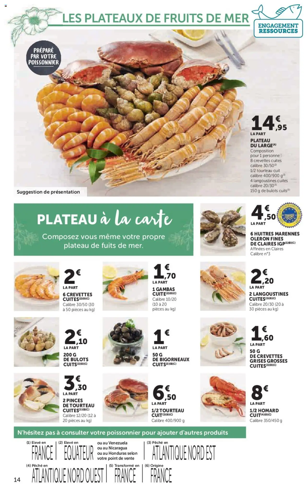  | Page: 14 | Produits: Pinces, Plateau, Crevettes, Huîtres