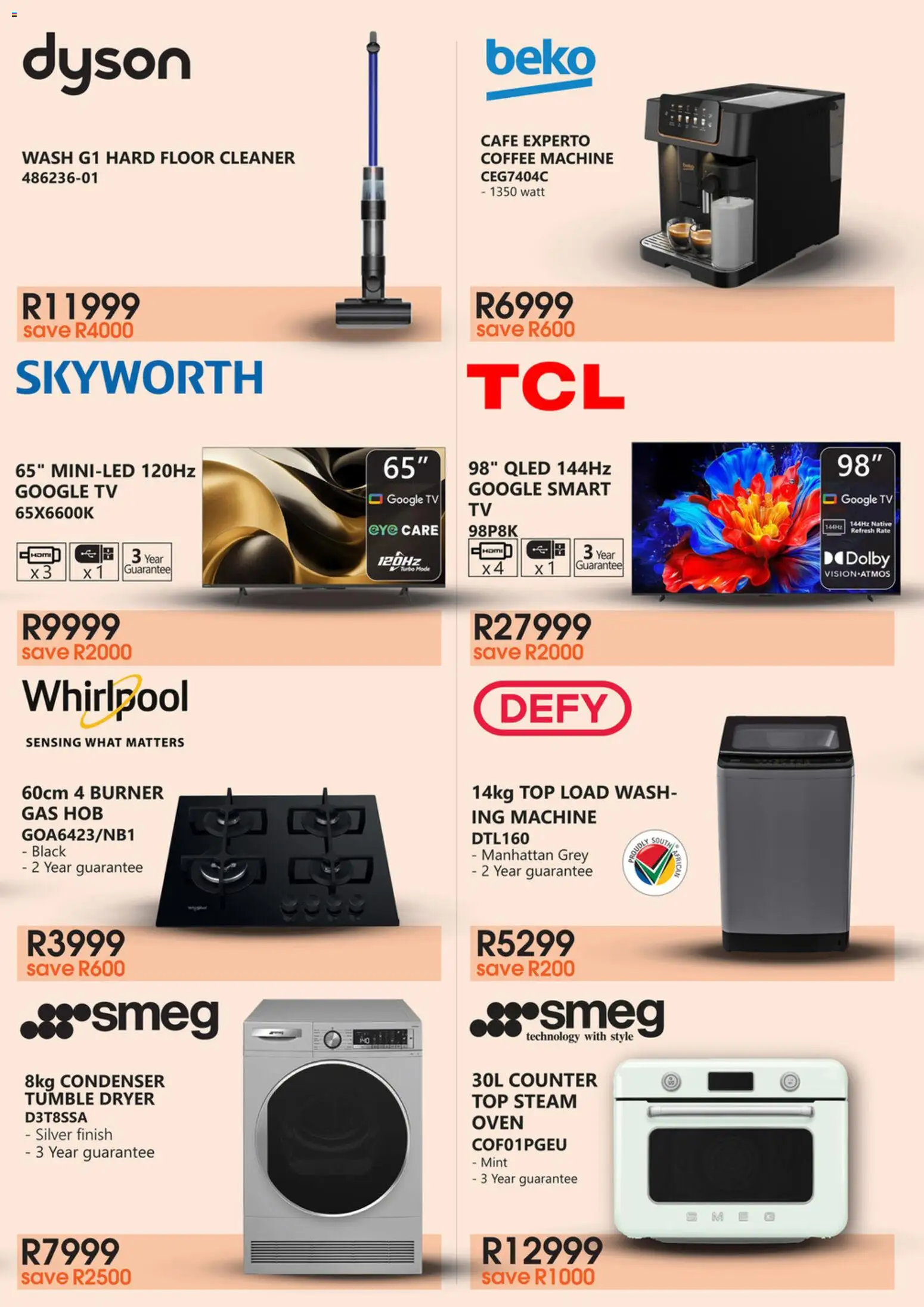 New Tafelberg Furnishers catalogue – valid from 25.03.2026 | Page: 3 | Products: Oven, Hob, TV, Tumble dryer