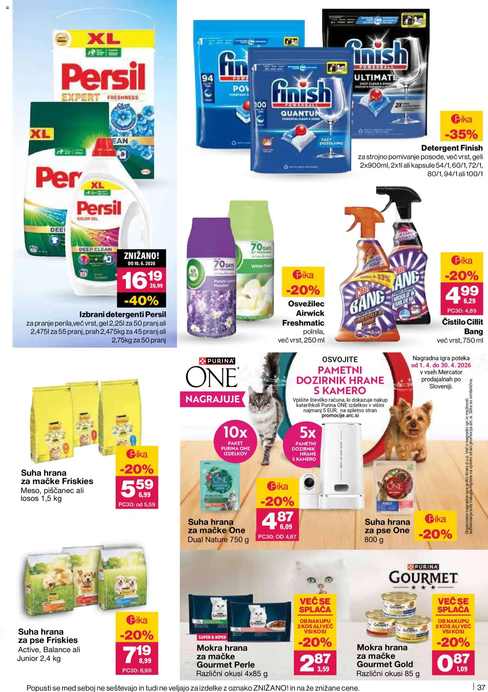 Novi Mercator katalog ponudbe – veljaven od 09.04.2026 | Stran: 37 | Izdelki: Hrana za mačke, Hrana za pse, Igra, Kos