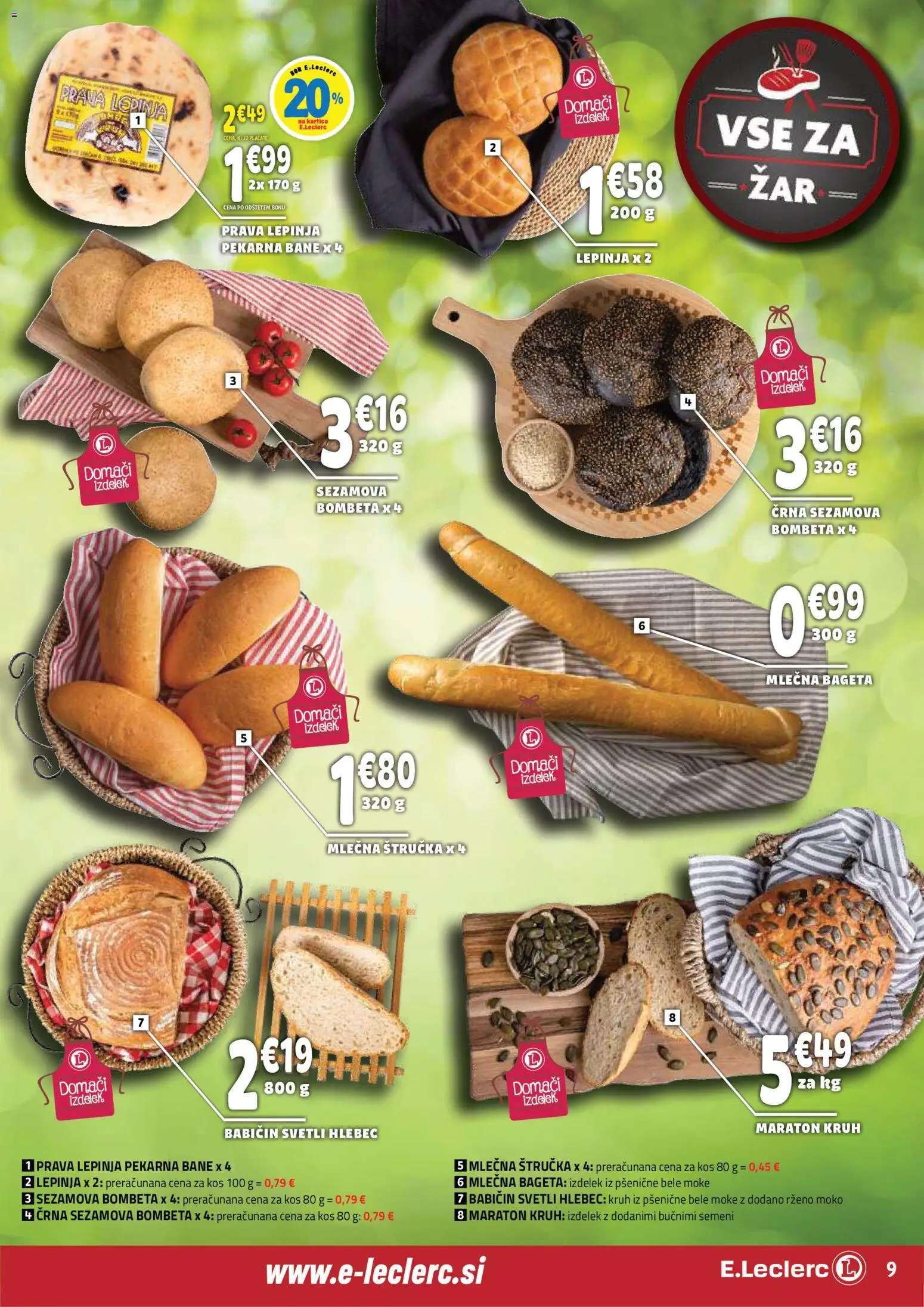 Novi E.leclerc katalog ponudbe – veljaven od 22.04.2026 | Stran: 9 | Izdelki: Lepinja, Kos, Hlebec, Kruh